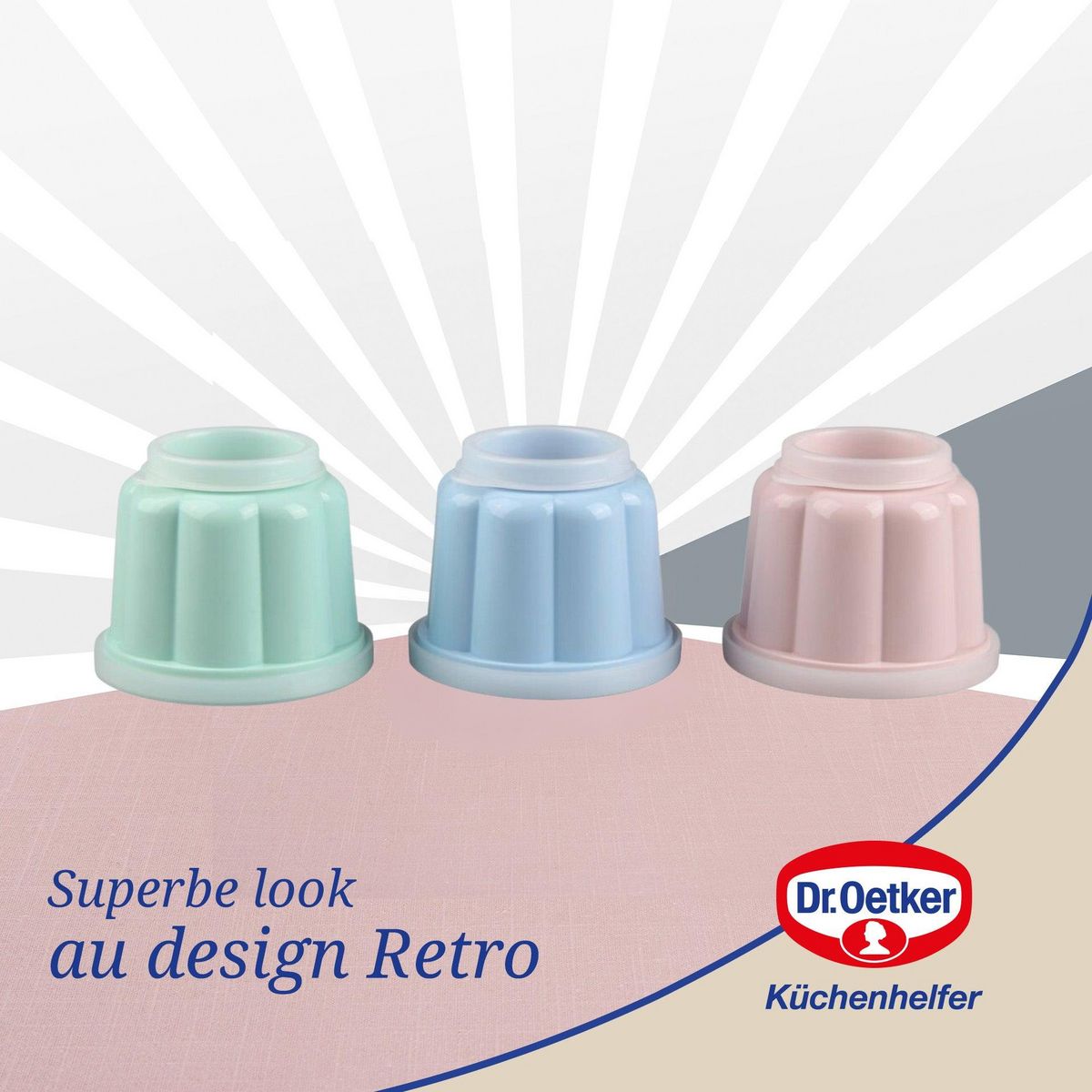 DR.OETKER Lot de 6 moules à flans avec couvercle 6,3 x 7,5 cm Dr. Oetker Rétro