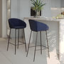 Voir la diapositive 2 : Rendez vous déco Lot de 2 chaises de bar 75 cm en velours bleu-Marquise