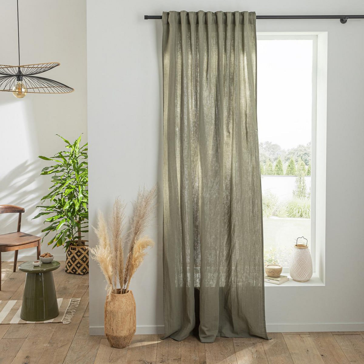 FUTURE HOME Rideau uni en gaze de coton pattes cachées à l'unité 140x260cm