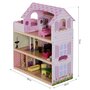 HOMCOM Maison de poupée en bois jeu d'imitation grand réalisme multi-équipements 60L x 30l x 72H cm blanc rose