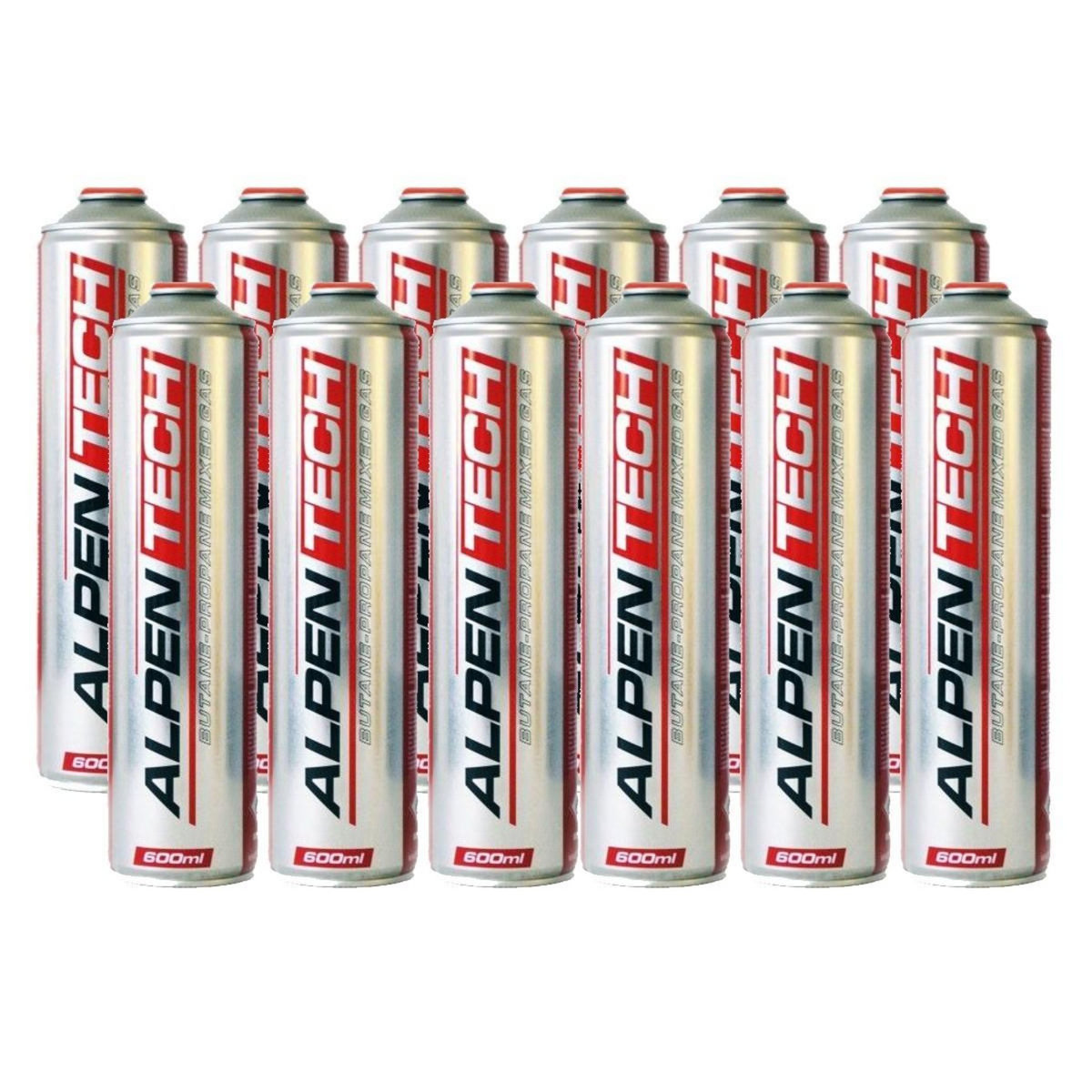 ALPENTECH Pack de 12 Cartouches de gaz 330gr Butane propane mix 600ml Valve 7/16 ALPENTECH
