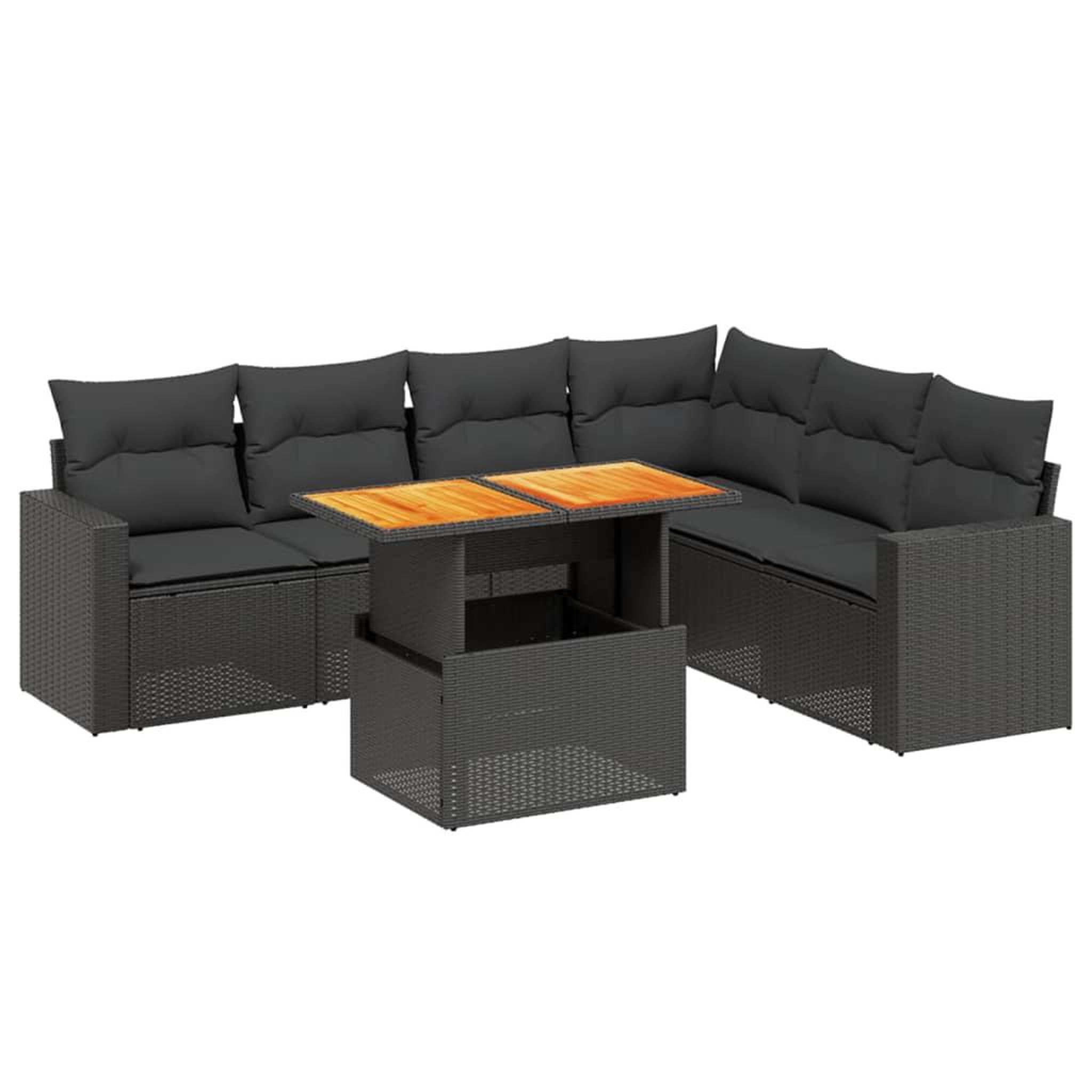 Voir la diapositive 2 : VIDAXL Salon de jardin 7 pcs avec coussins noir resine tressee