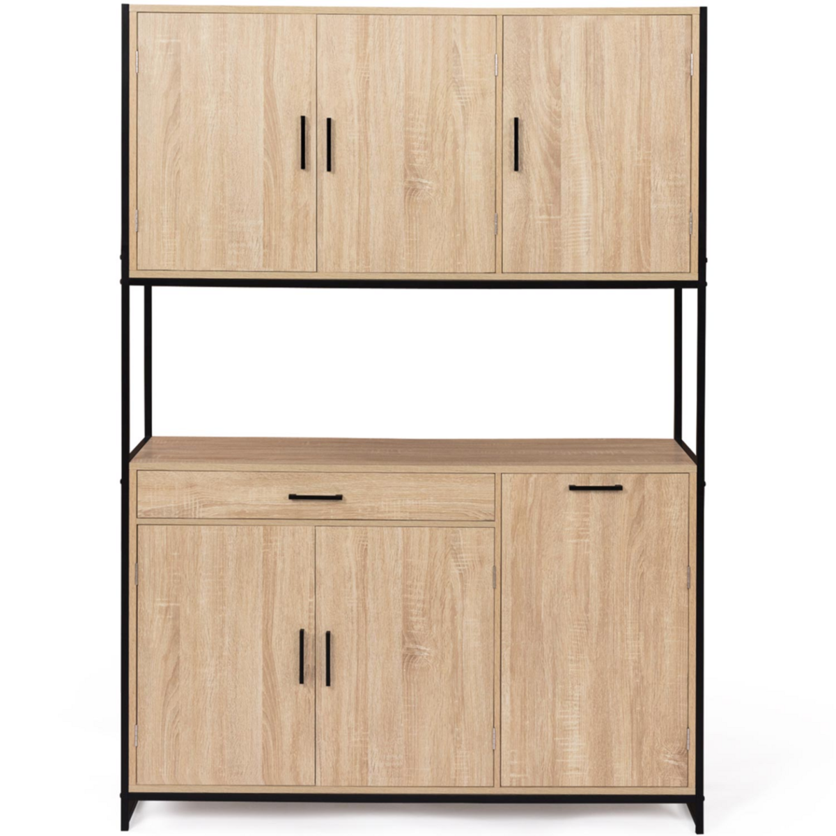 ID MARKET Buffet de cuisine 120 CM DETROIT meuble 6 portes design industriel + tiroir