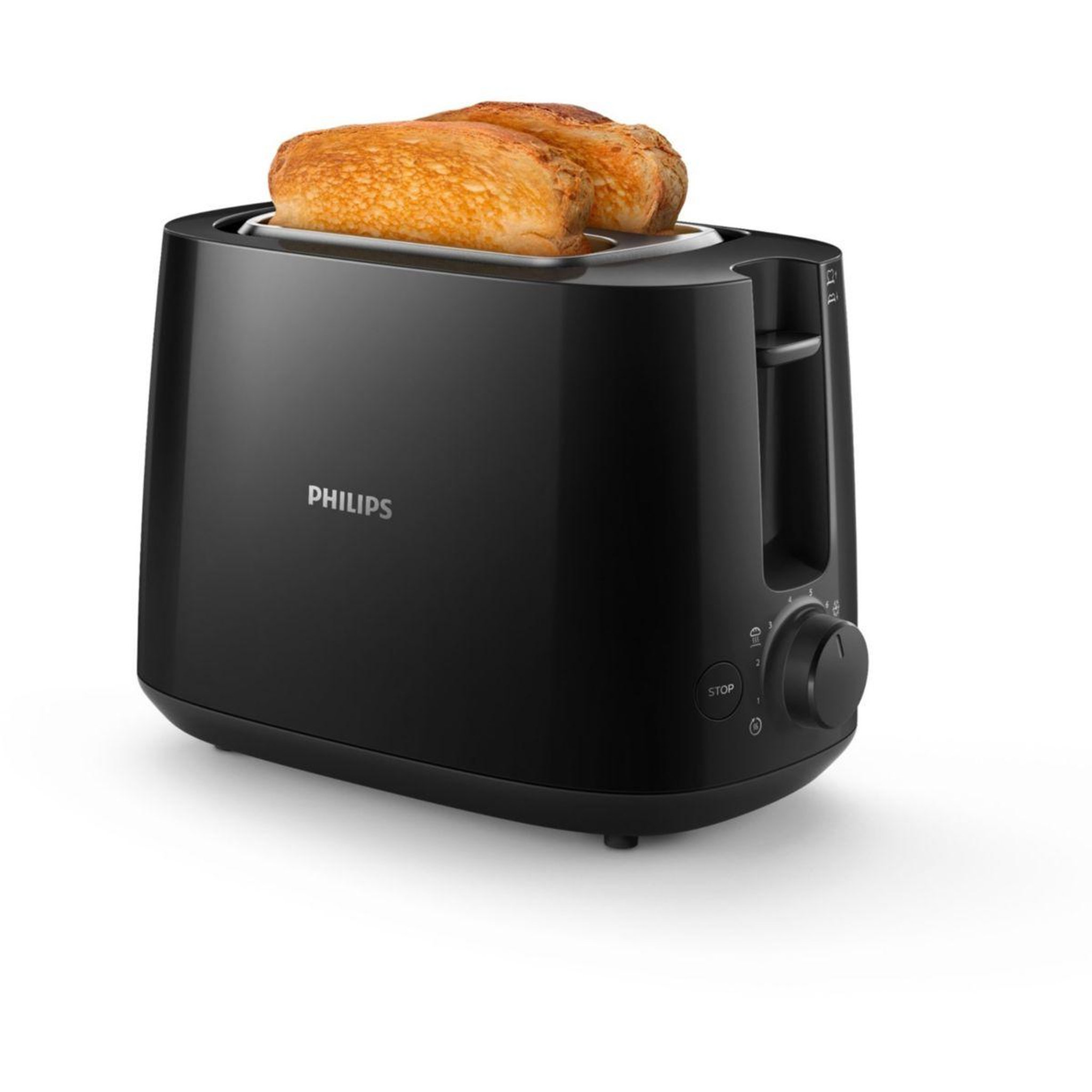 Voir la diapositive 2 : Philips Grille-pain hd2581/90 toaster noir daily, 2 fentes, 830w