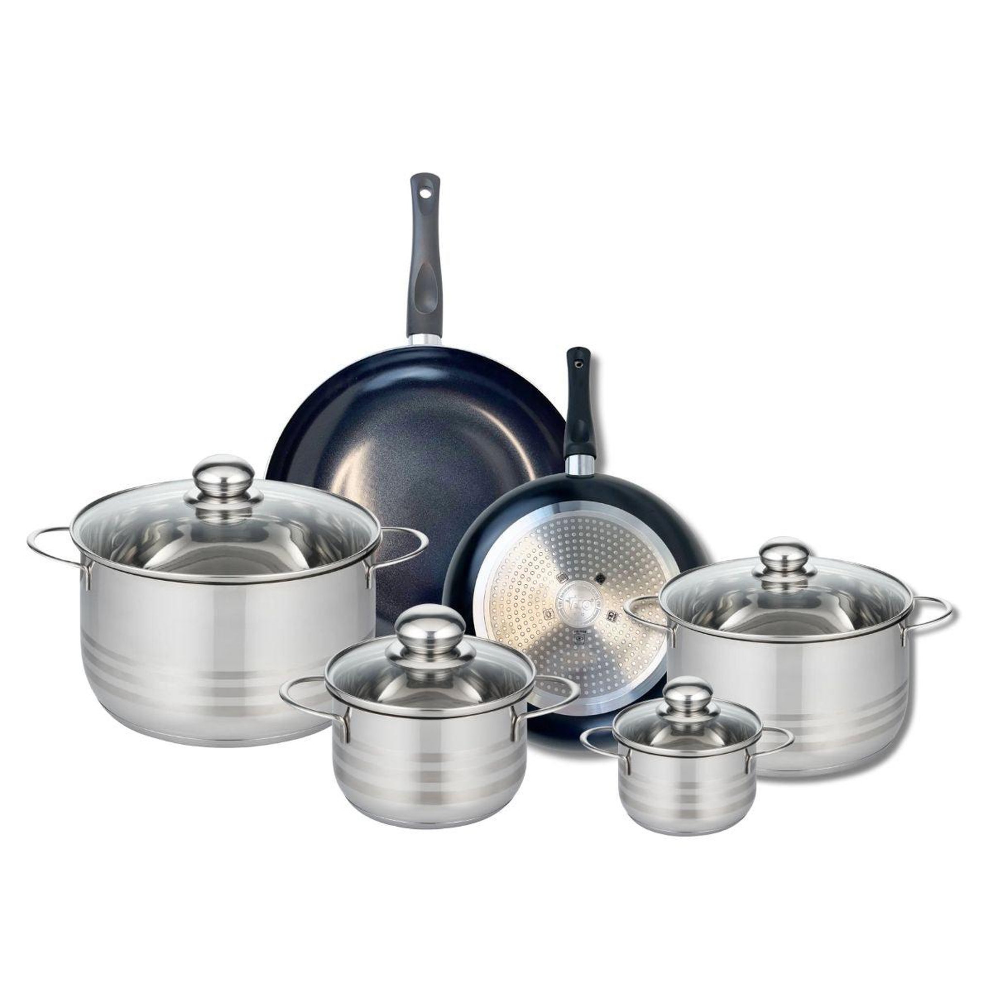 ELO Ensemble de 2 poêles de cuisson 24 et 28 cm et 4 faitouts 12, 16, 20 et 24 cm elo prima brillant