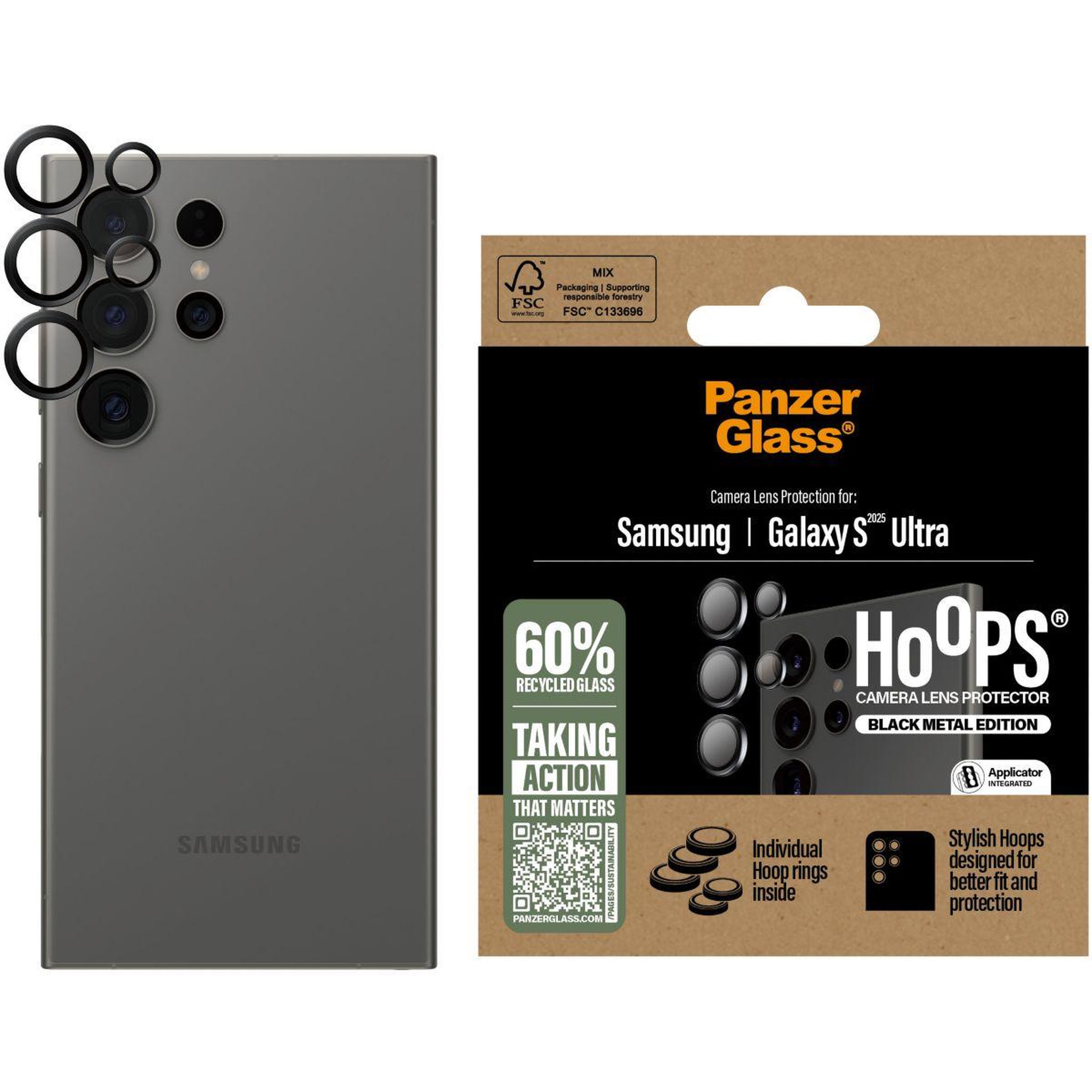 Voir la diapositive 2 : PANZERGLASS Protège écran Samsung Galaxy S25Ultra Protège Objectif