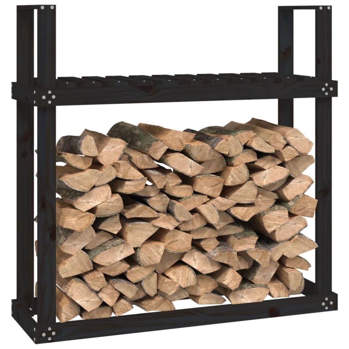 VIDAXL Support pour bois de chauffage Noir 110x35x108,5 cm Bois de pin