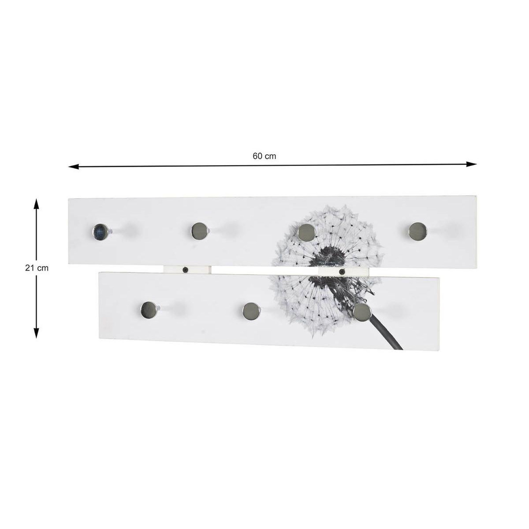 Voir la diapositive 2 : Paris Prix Patère murale 2 niveaux  fleur de pissenlit  60cm blanc