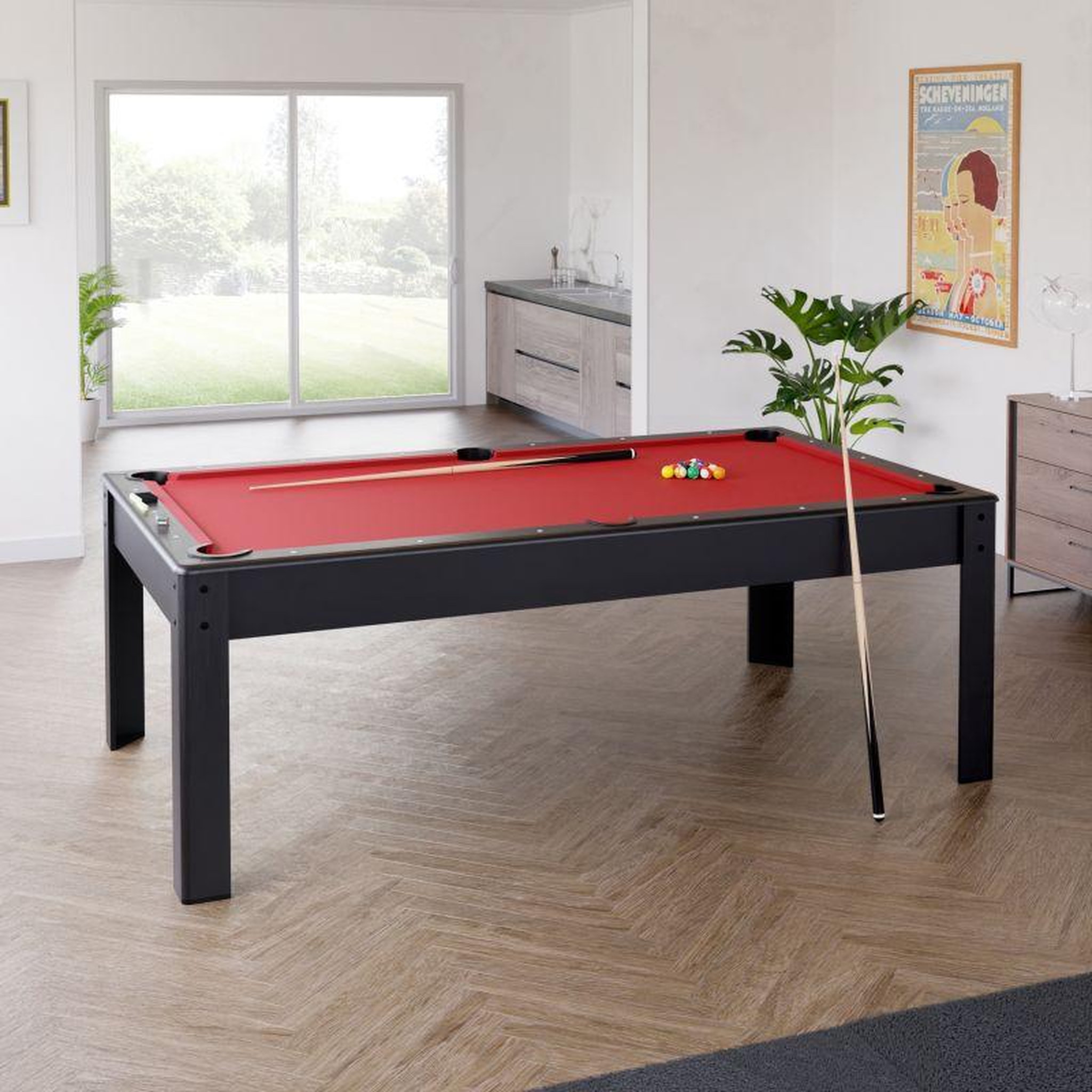 Voir la diapositive 4 : PLAY4FUN Billard Américain HARMONY 6Ft - 206,5 x 116,5 x 80 cm avec accessoires et plateau dînatoire - Couleur Noir