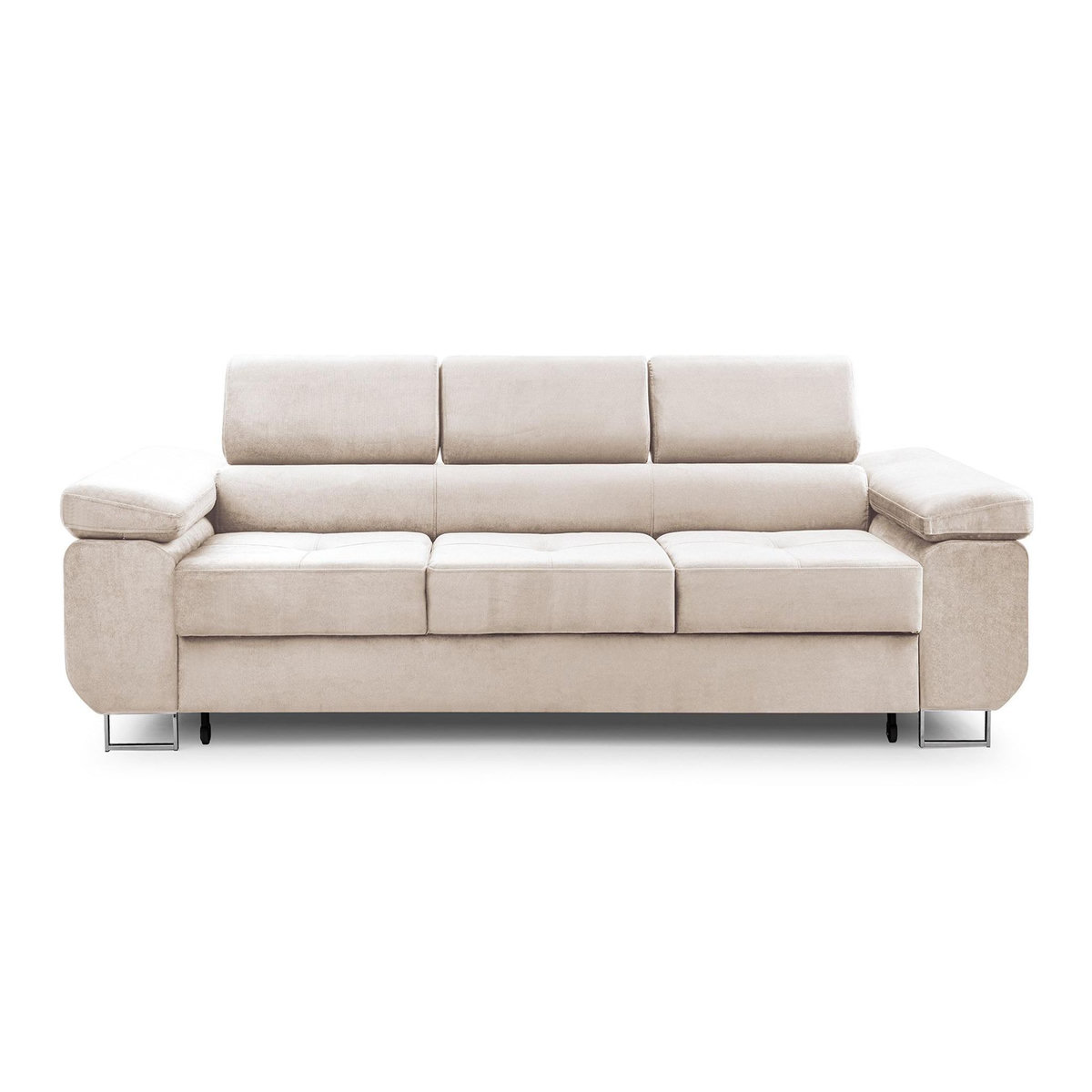 BEST MOBILIER Pablo - canapé 3 places - convertible avec têtières réglables - en velours