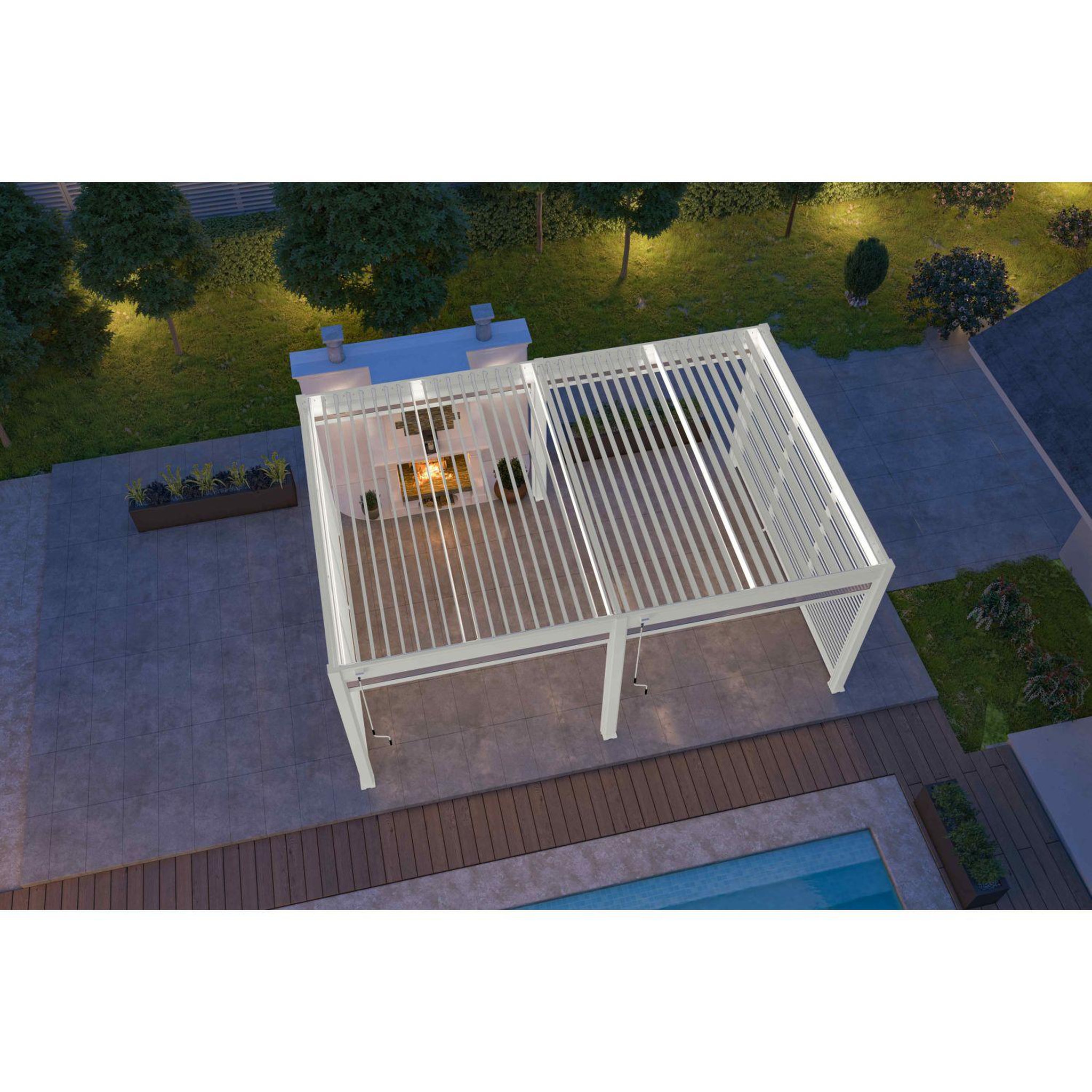 Voir la diapositive 7 : Pergola Bioclimatique autoportée 4x6 m - Aluminium - Blanc -  VS OmBREA®