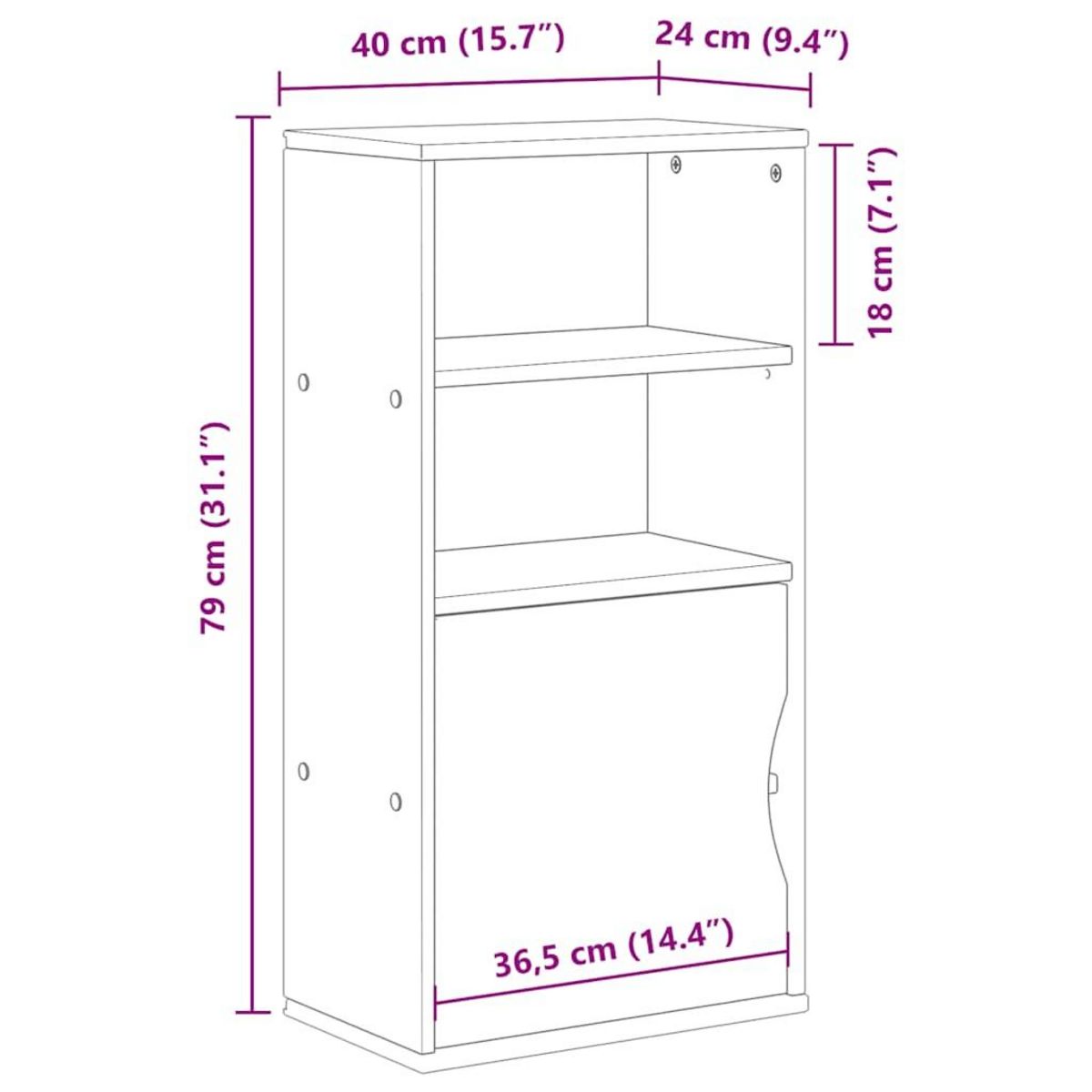 VIDAXL Armoire laterale ODDA blanc 40x24x79 cm bois massif pin