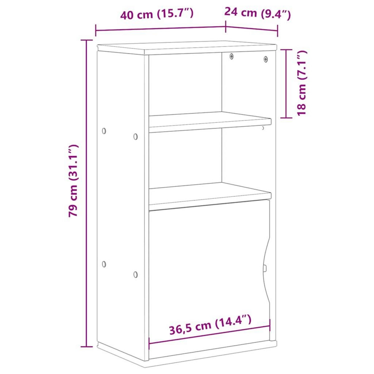 VIDAXL Armoire laterale ODDA blanc 40x24x79 cm bois massif pin