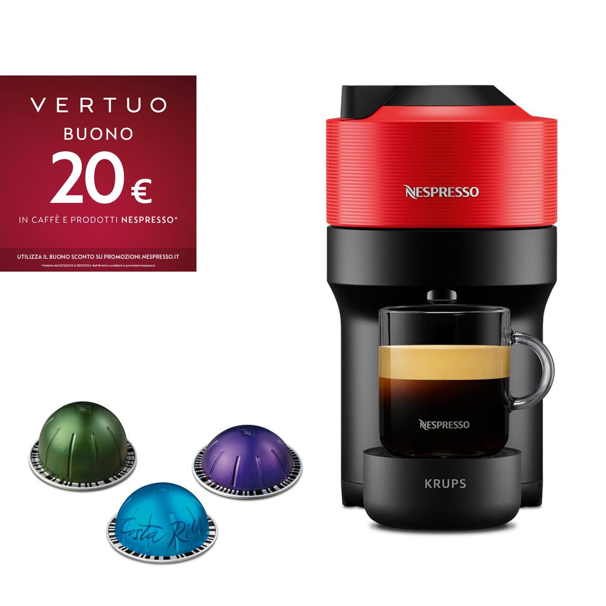 KRUPS Machine à café Krups Vertuo Pop Nespresso XN9205K Noir Rouge