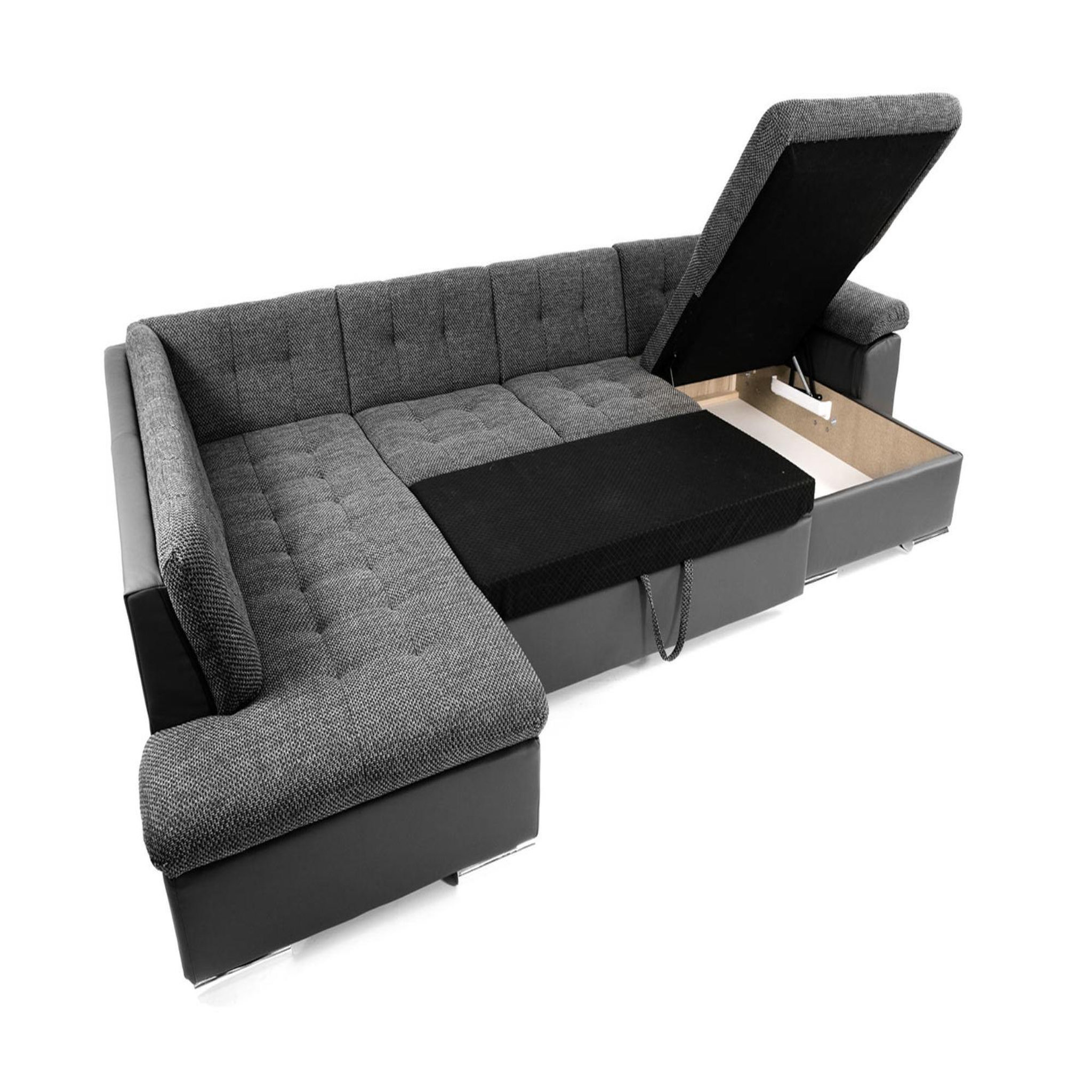 Voir la diapositive 3 : BEST MOBILIER Chuck - canapé panoramique xxl - convertible avec coffre - 7 places - gauche