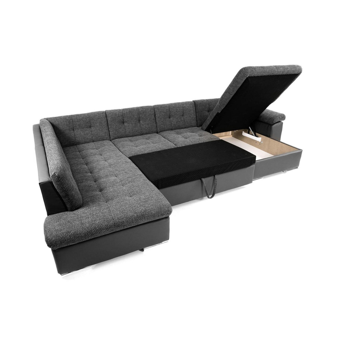 BEST MOBILIER Chuck - canapé panoramique xxl - convertible avec coffre - 7 places - gauche