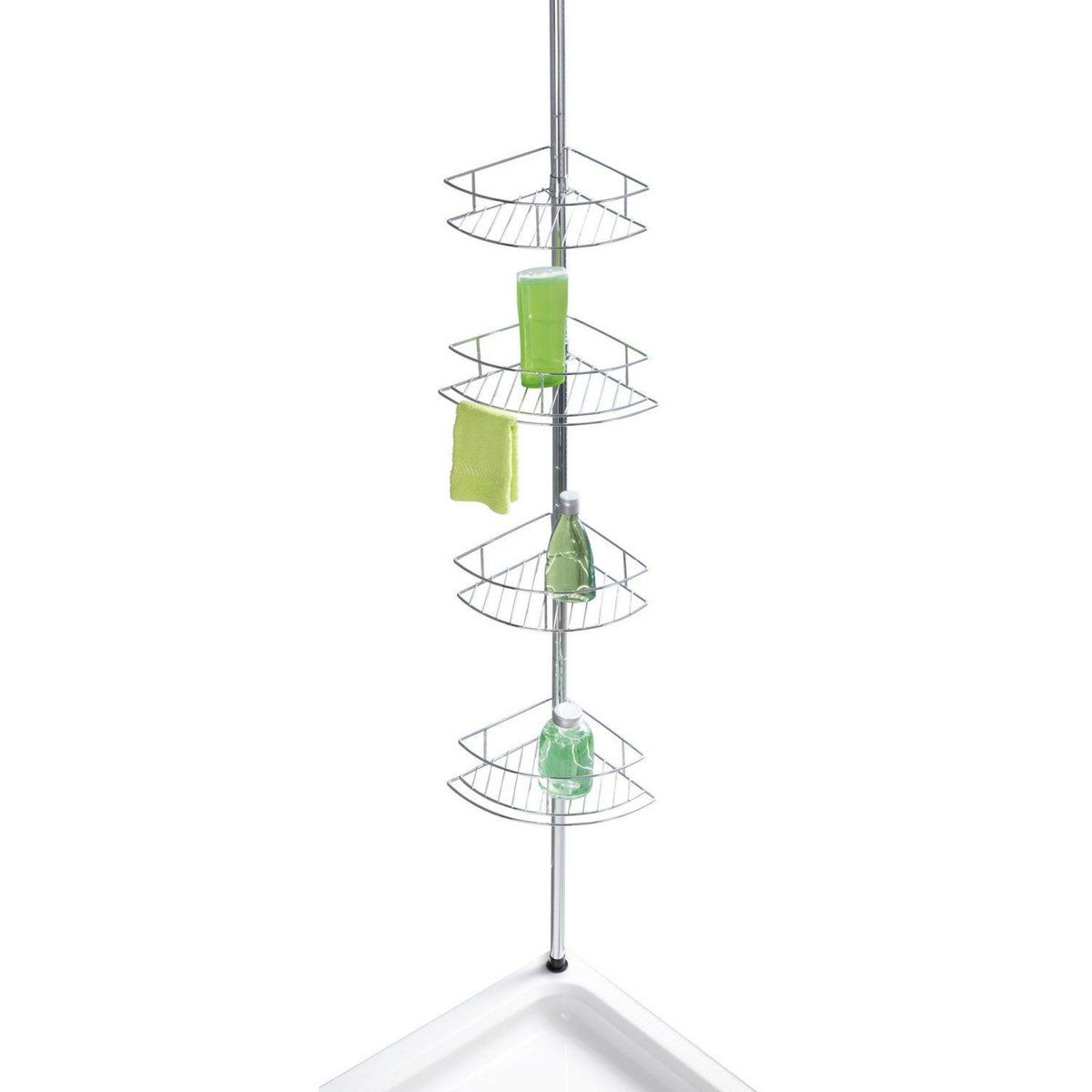 Wenko Etagère de douche extensible Dolcedo - L. 31 x H. 65/275 cm - Argent