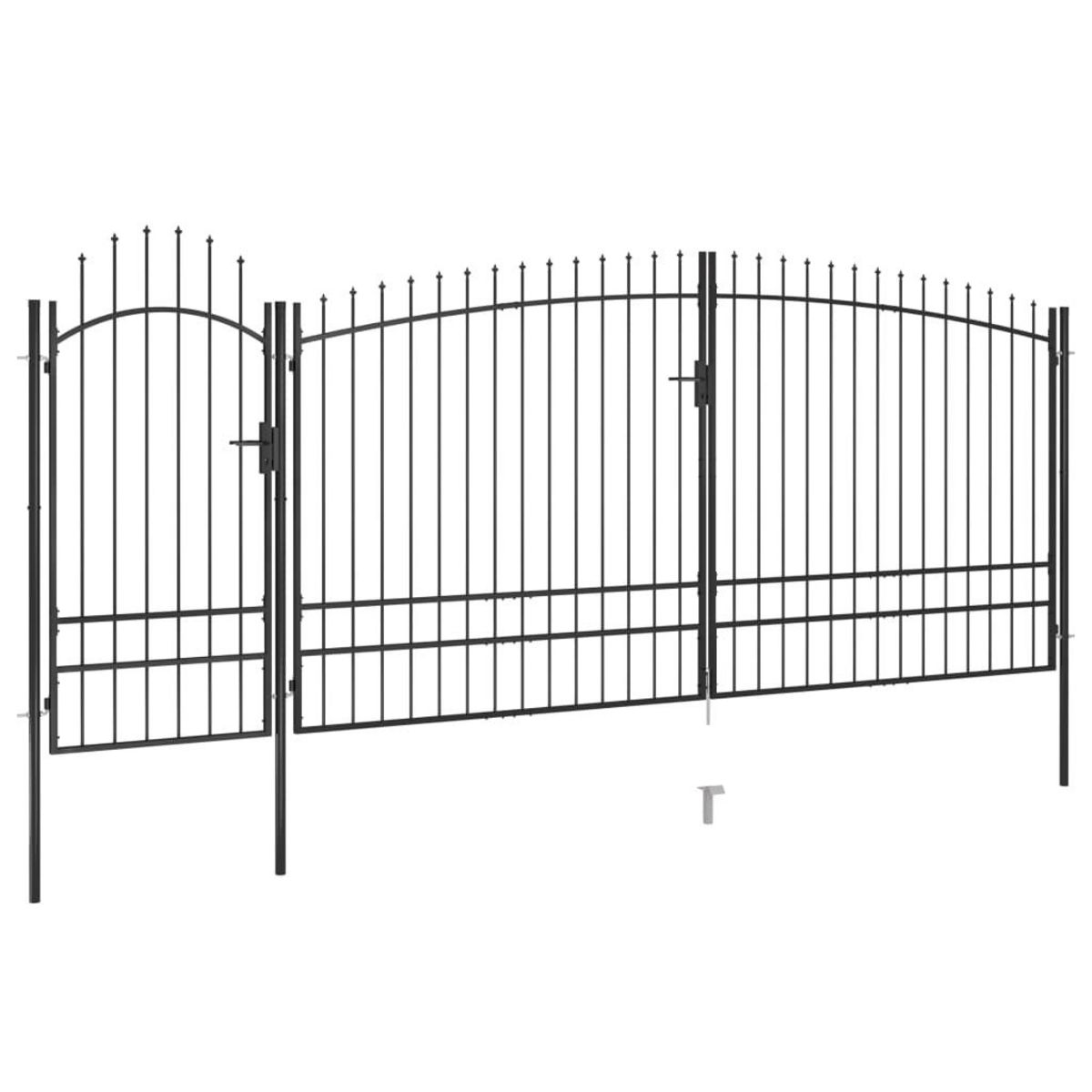 VIDAXL Portail de cloture de jardin avec dessus en lance 5x2,45 m Noir