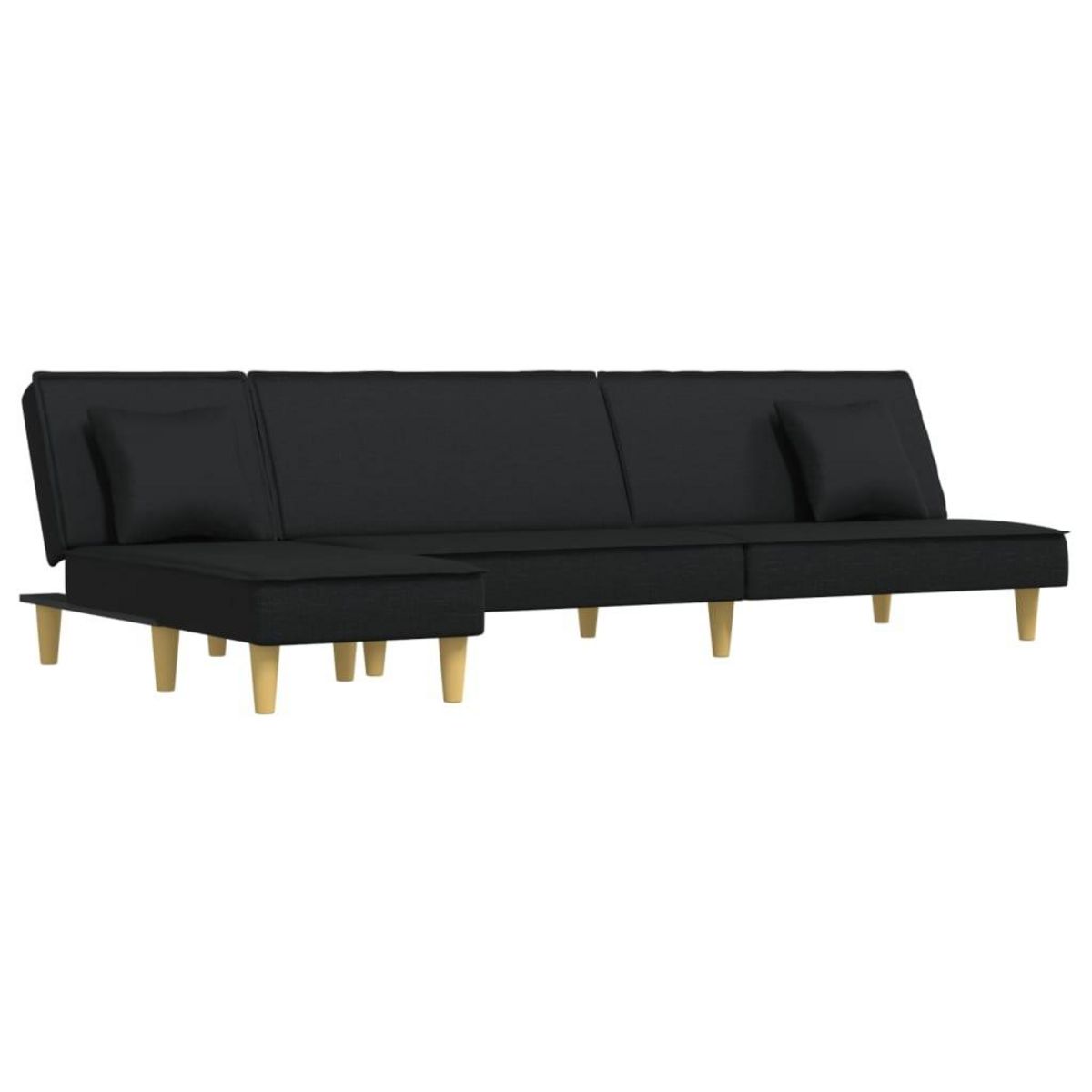 VIDAXL Canape-lit en forme de L noir 255x140x70 cm tissu