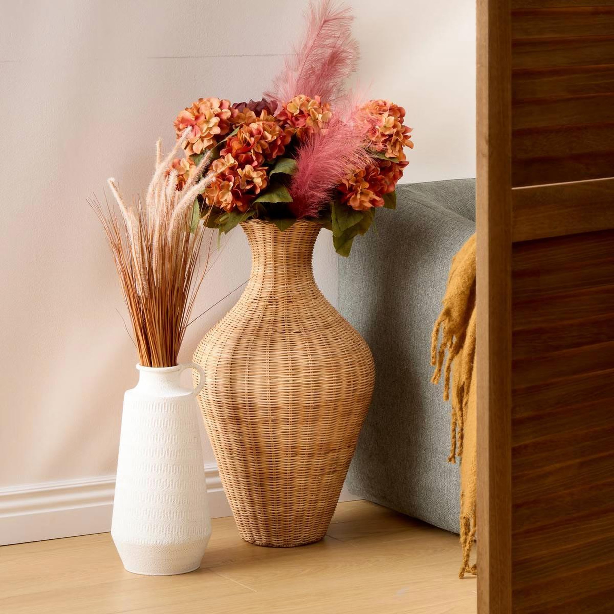 Voir la diapositive 3 : ATMOSPHERA Vase déco en rotin  melia  70cm naturel