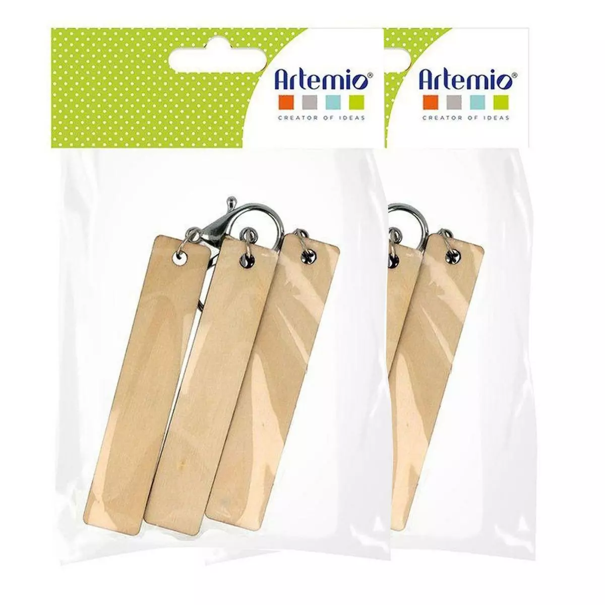 Artemio 15 Porte-clés en bois rectangles - 10 x 2 x 0,5 cm