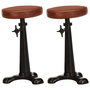 Voir la diapositive 1 : VIDAXL Tabourets de bar lot de 2 marron cuir veritable et fonte