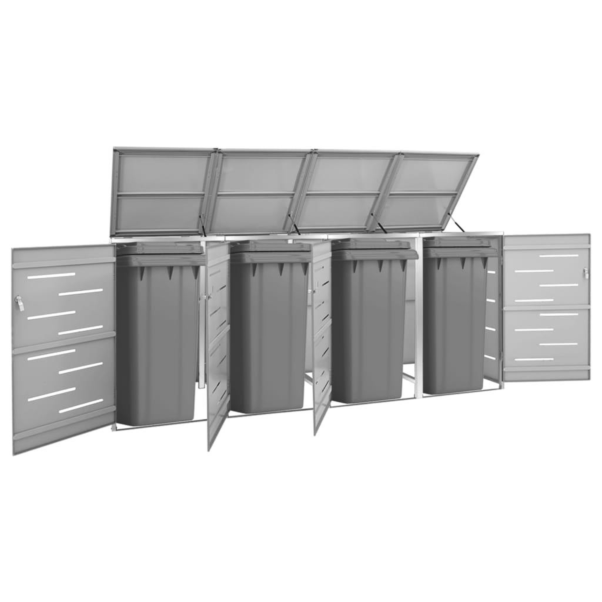 Voir la diapositive 1 : VIDAXL Abri pour quatre poubelles 276,5x77,5x112,5 cm Inox