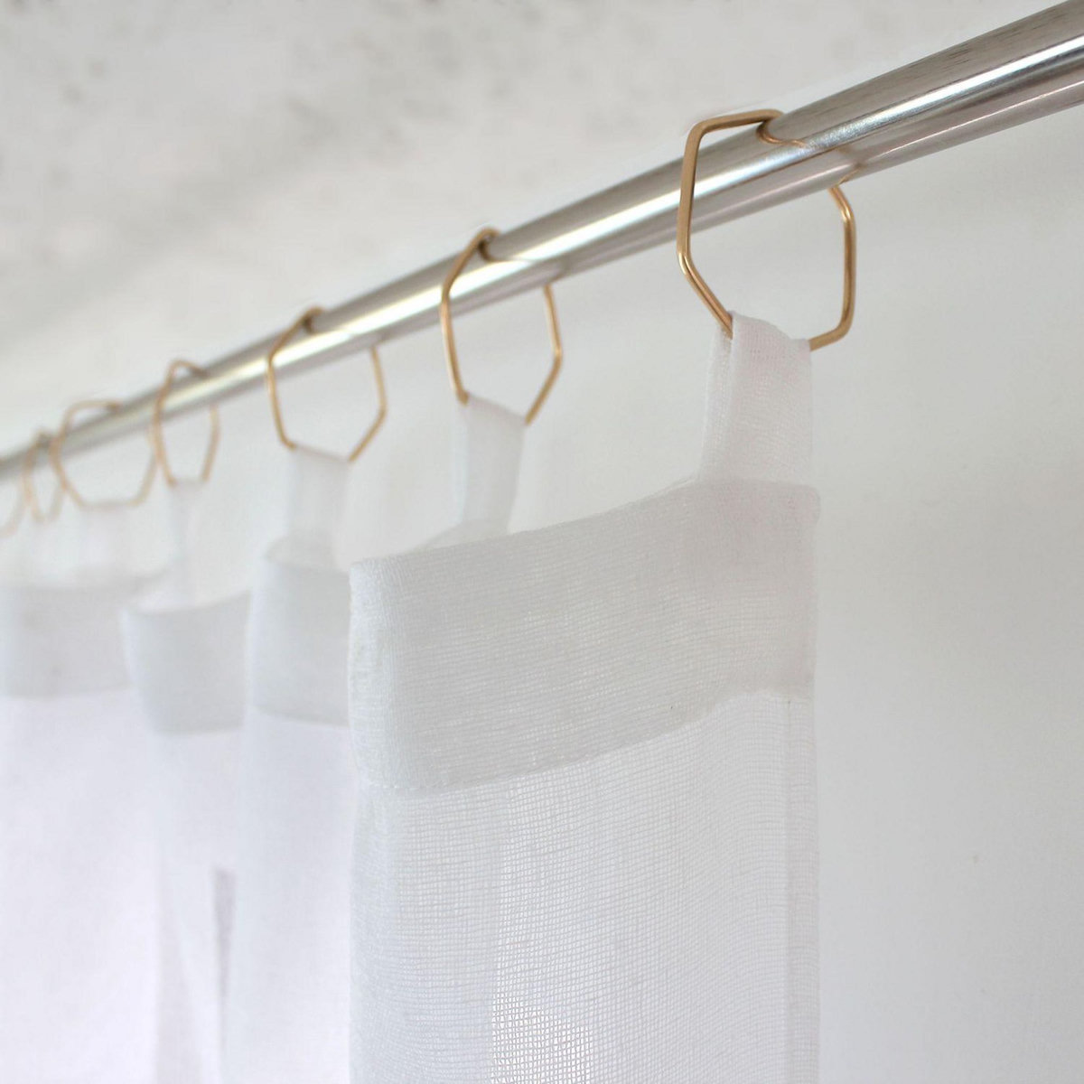 TOILINUX Voilage effet lin avec anneaux dorés VERA - 140 x 240 cm - Blanc