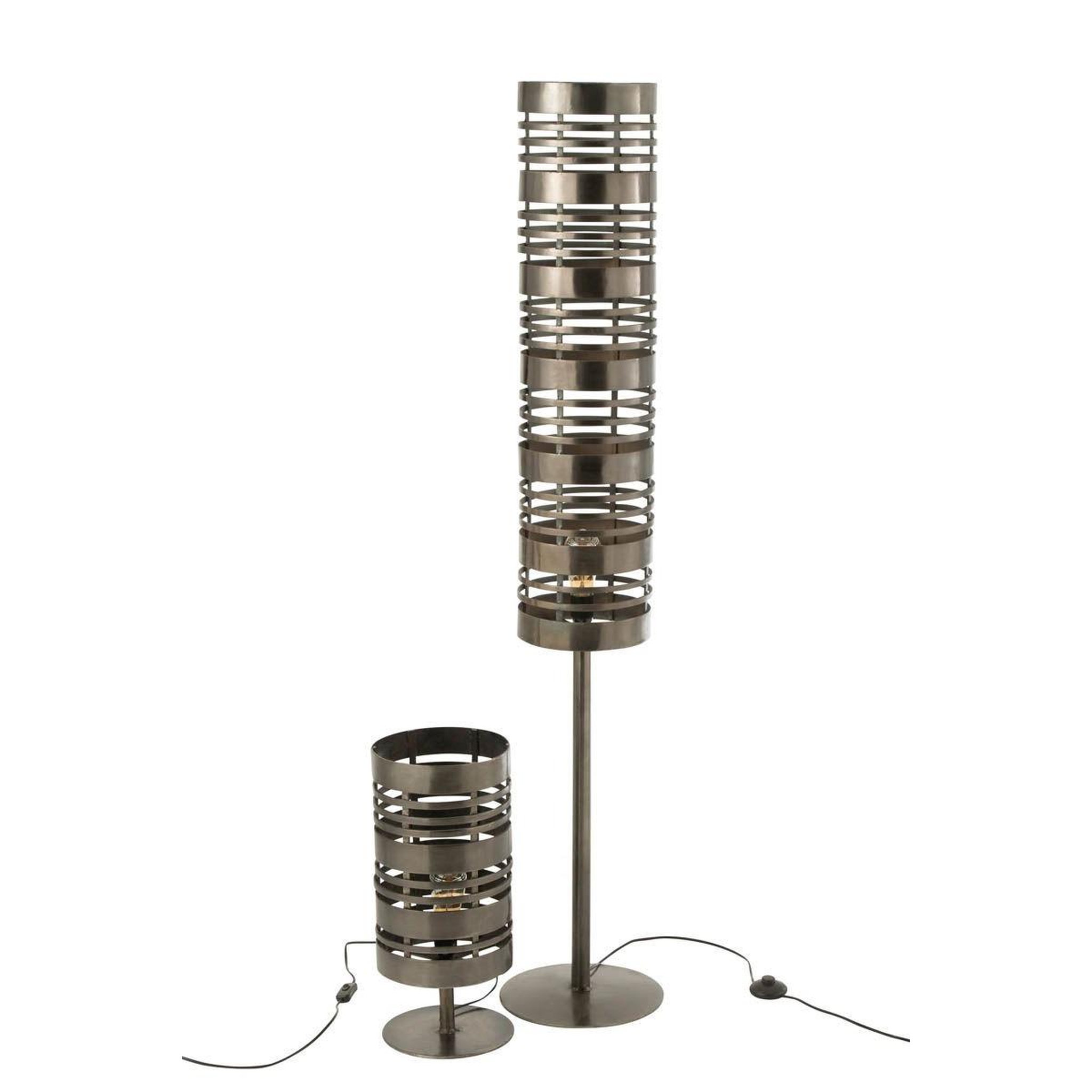 Voir la diapositive 4 : J-LINE Lampe à Poser Cercle Métal  Pamela  51cm Gris