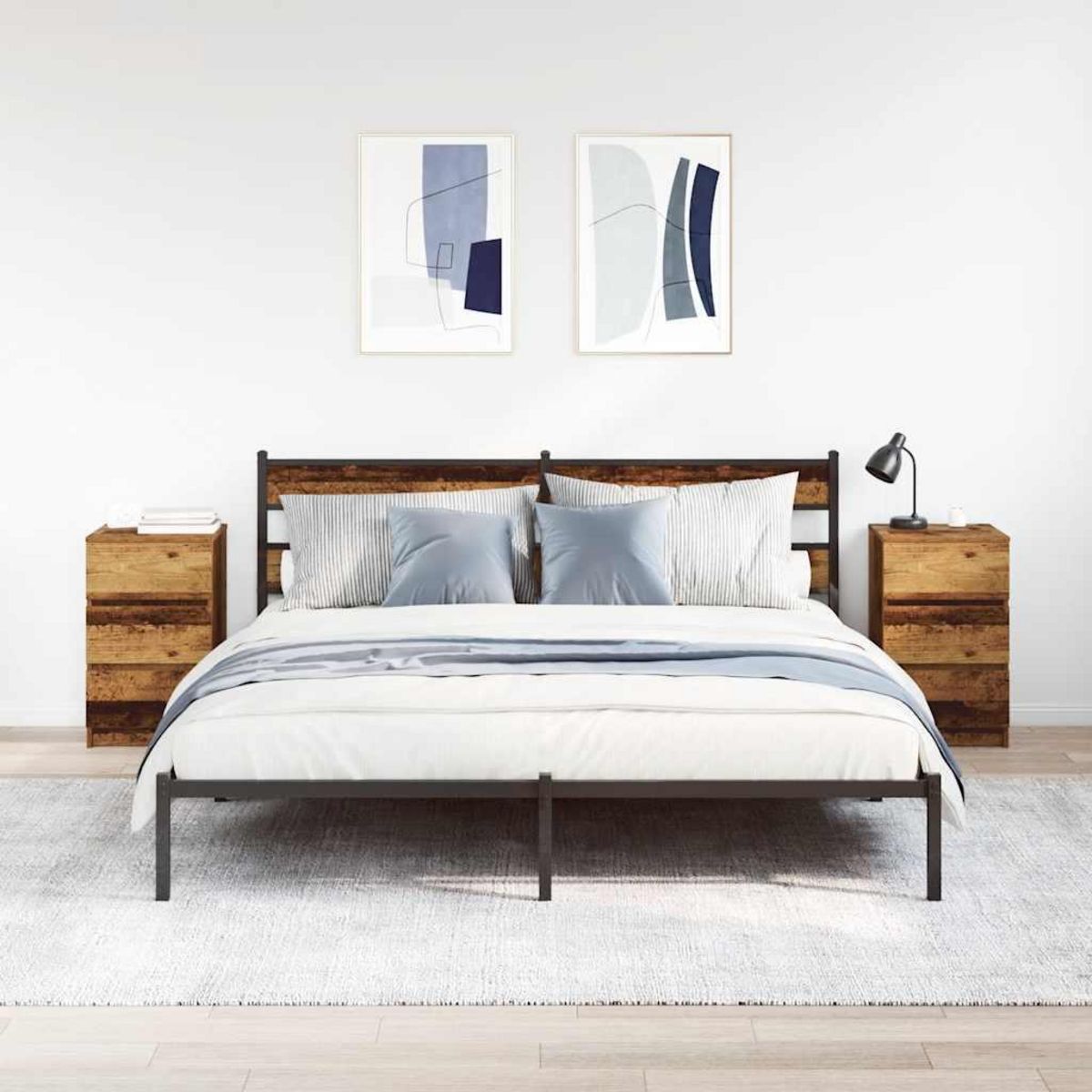 VIDAXL Tables de chevet avec 3 tiroirs 2 pcs vieux bois 39x35x65 cm