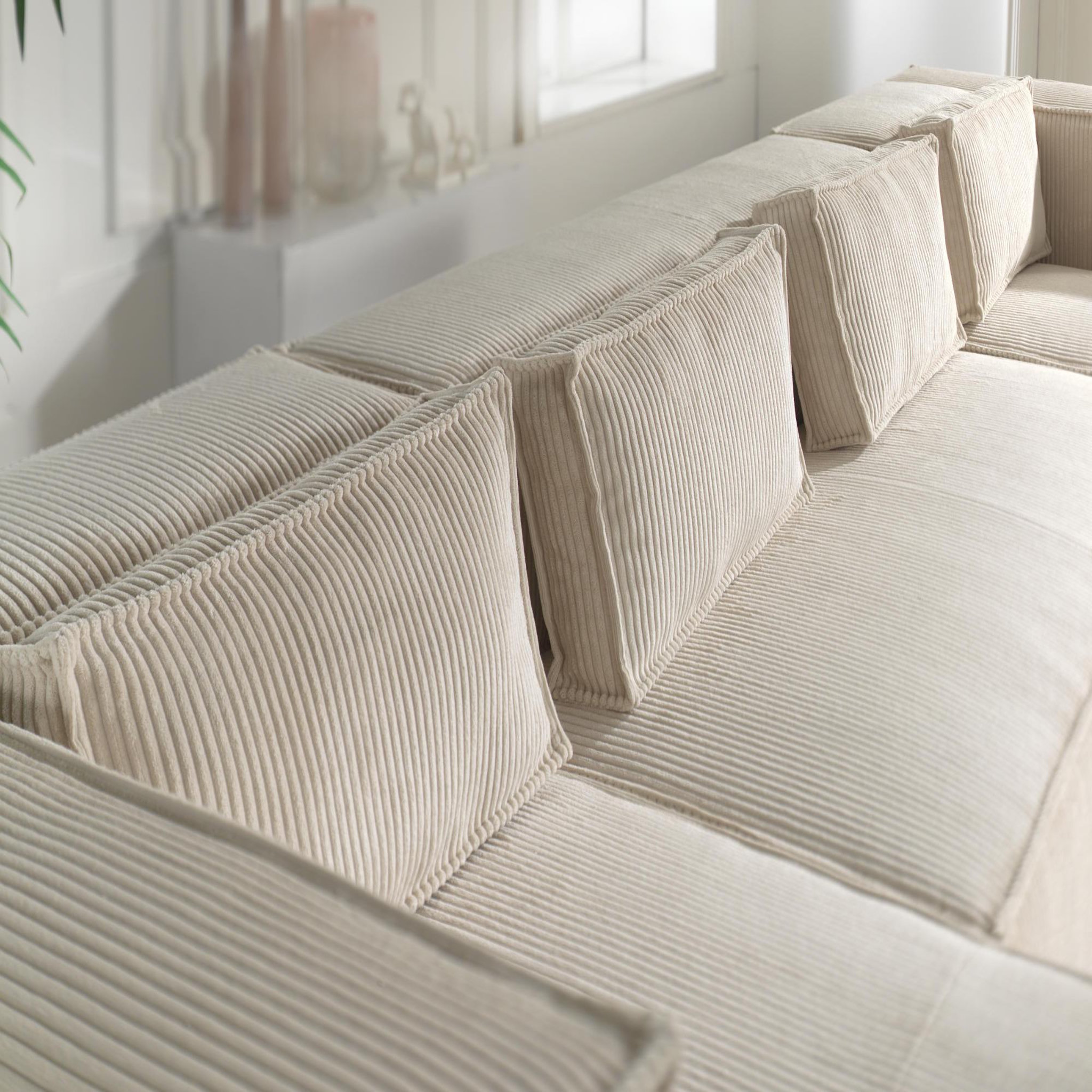 Voir la diapositive 3 : BEST MOBILIER Stella - canapé panoramique en u - 7 places - en velours côtelé