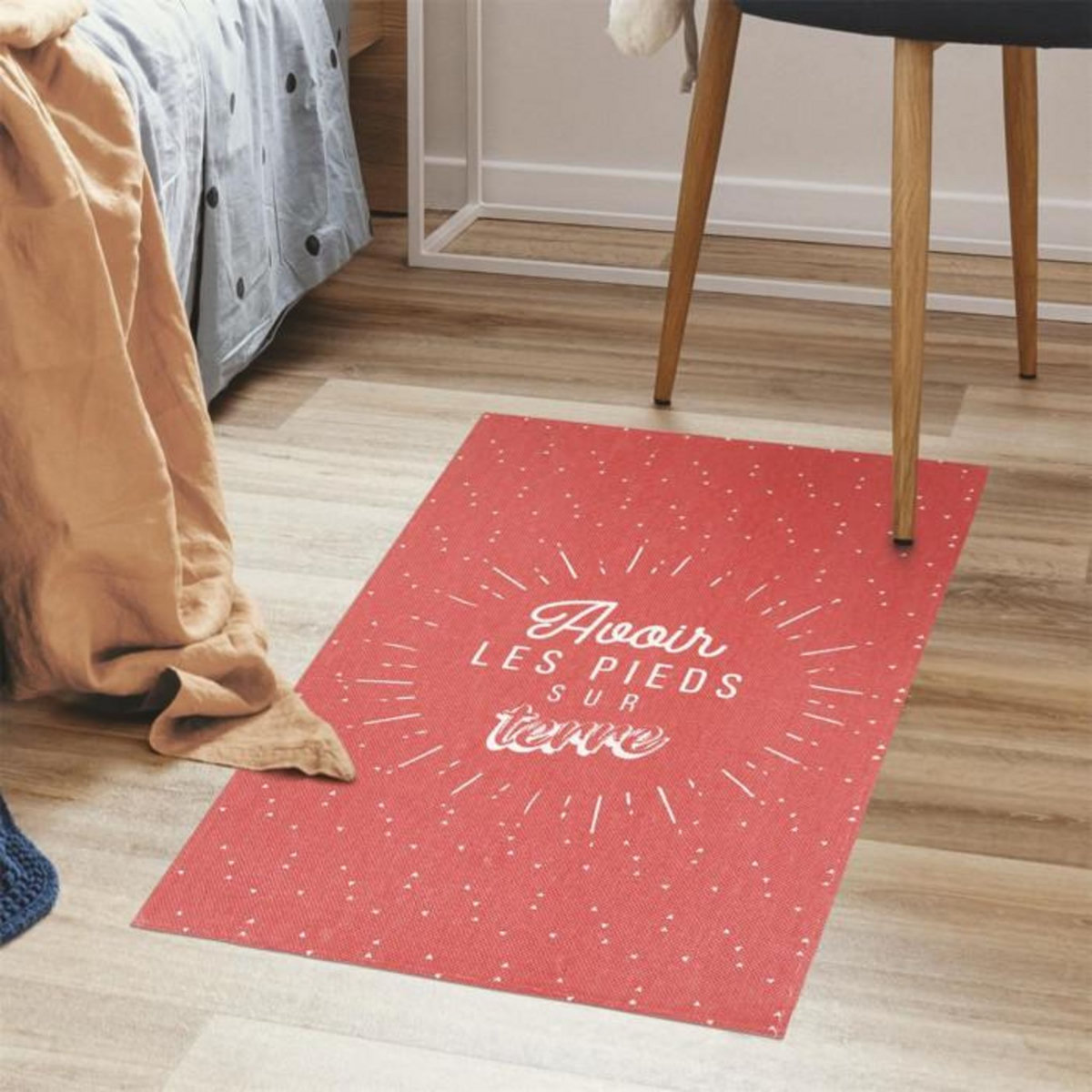 Paris Prix Tapis Déco  Les Pieds sur Terre  50x80cm Rouge