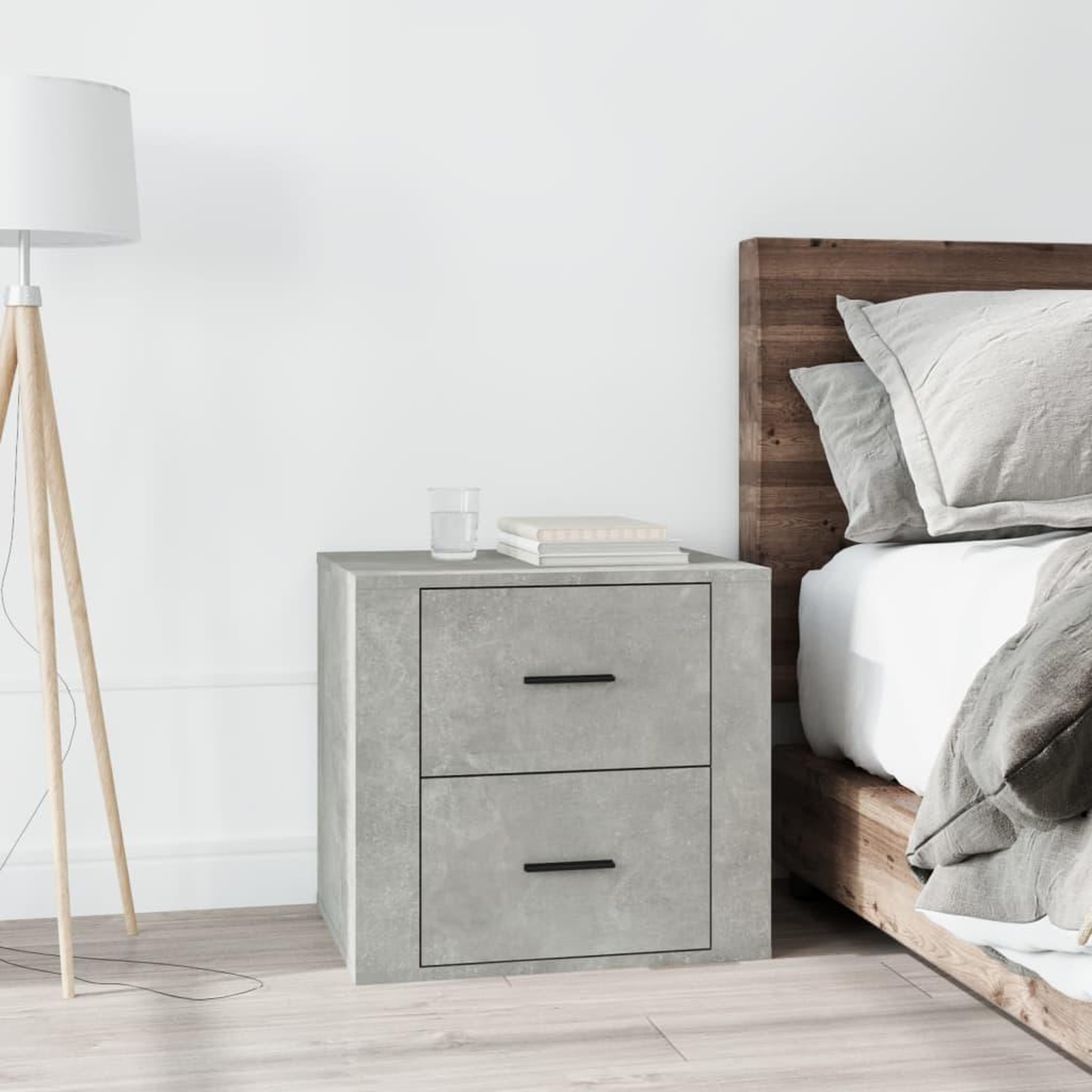 Voir la diapositive 1 : VIDAXL Table de chevet Gris beton 50x39x47 cm