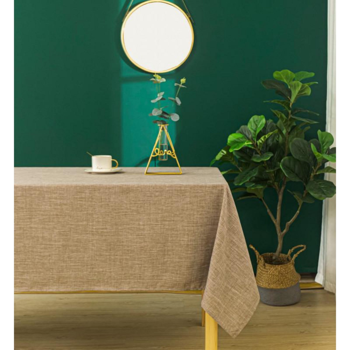 UNIVERS DECOR Nappe antitache unie Taupe rectangulaire 145 x 240 cm