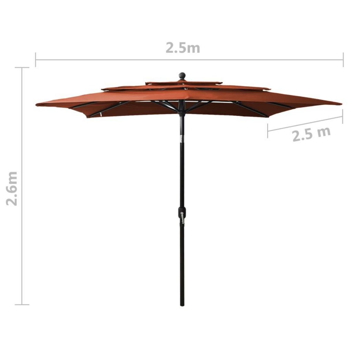 VIDAXL Parasol de jardin a 3 niveaux avec mat en aluminium terre cuite