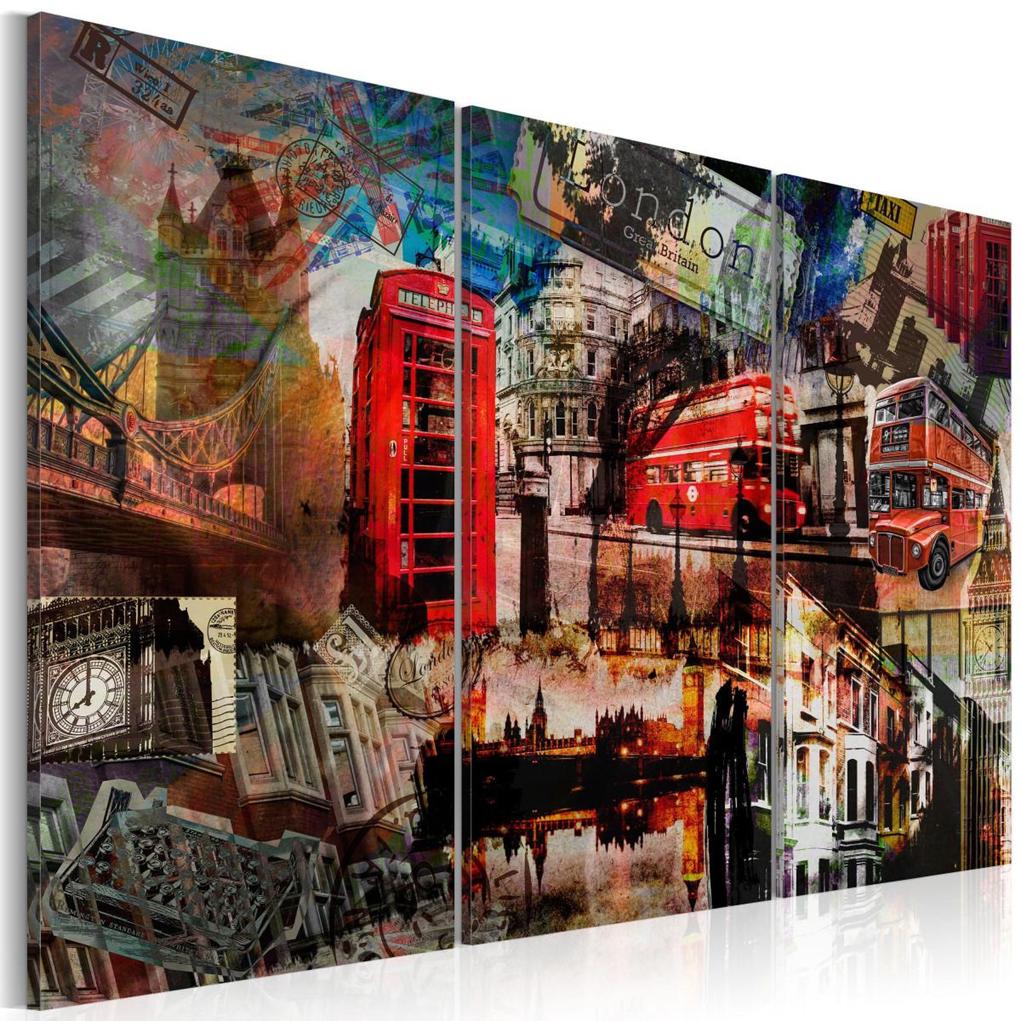 Paris Prix Tableau imprimé  collage londres. Coloris disponibles : Multicolore