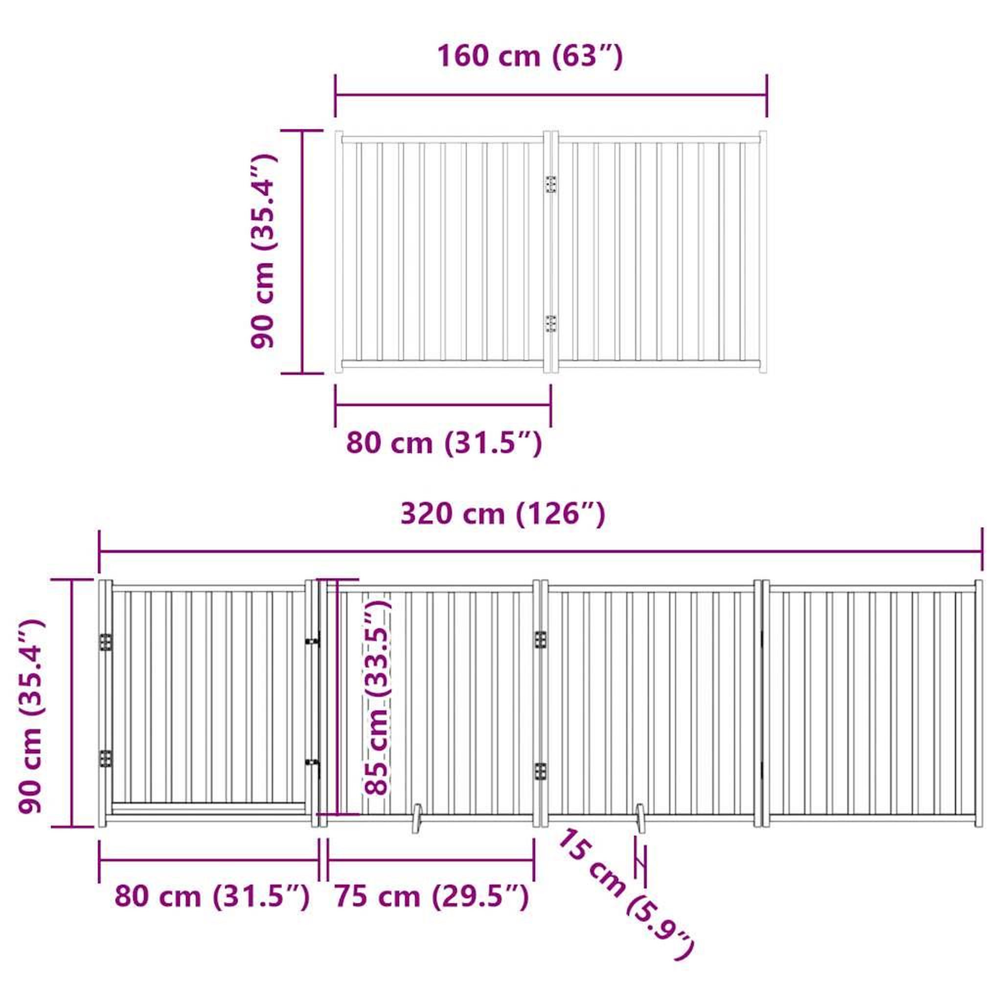 Voir la diapositive 6 : VIDAXL Barriere pour chien porte pliable 12 panneaux bois de peuplier