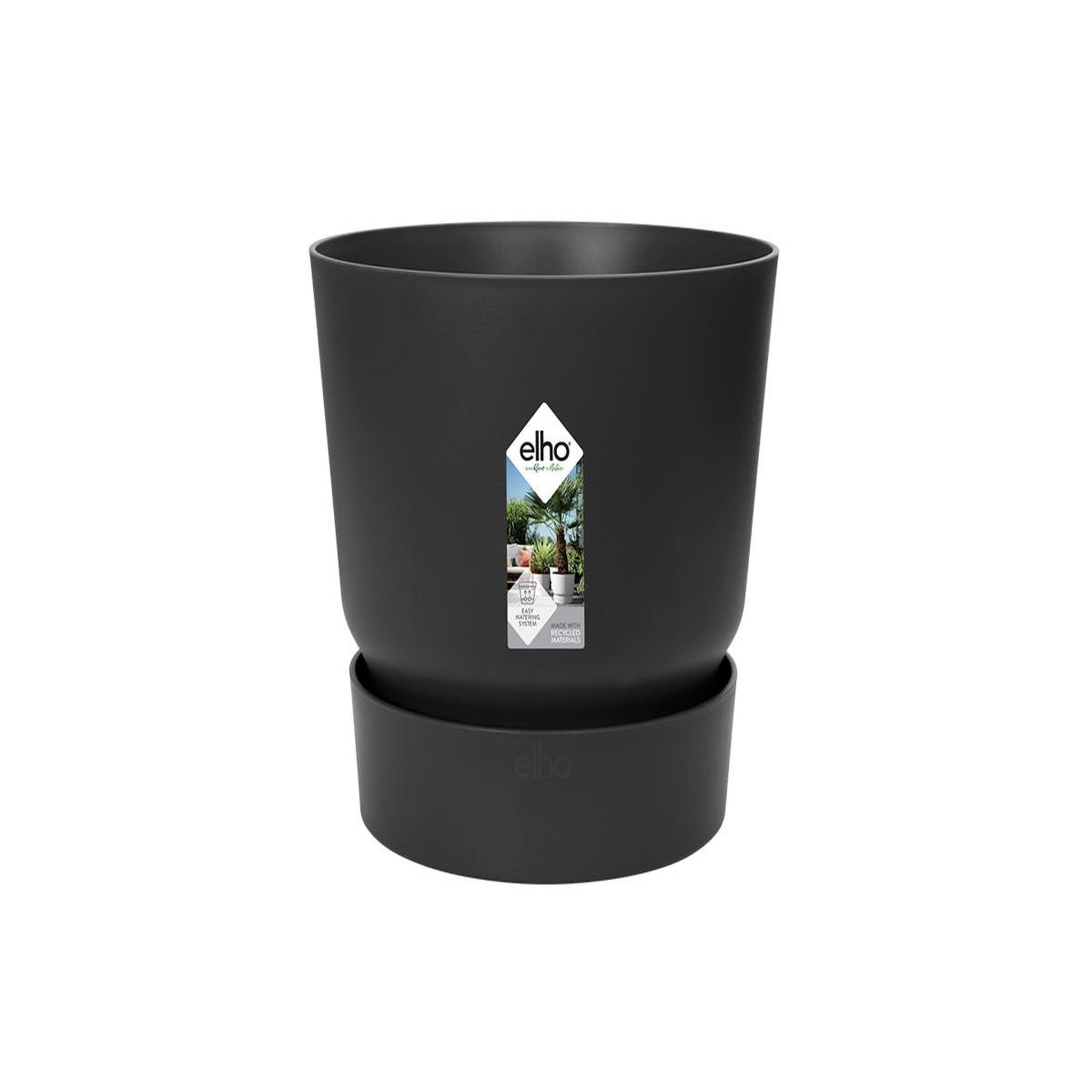 Voir la diapositive 6 : ELHO Pot de fleurs rond en plastique Ø 30 cm Elho Greenville Round noir pour jardin et balcon
