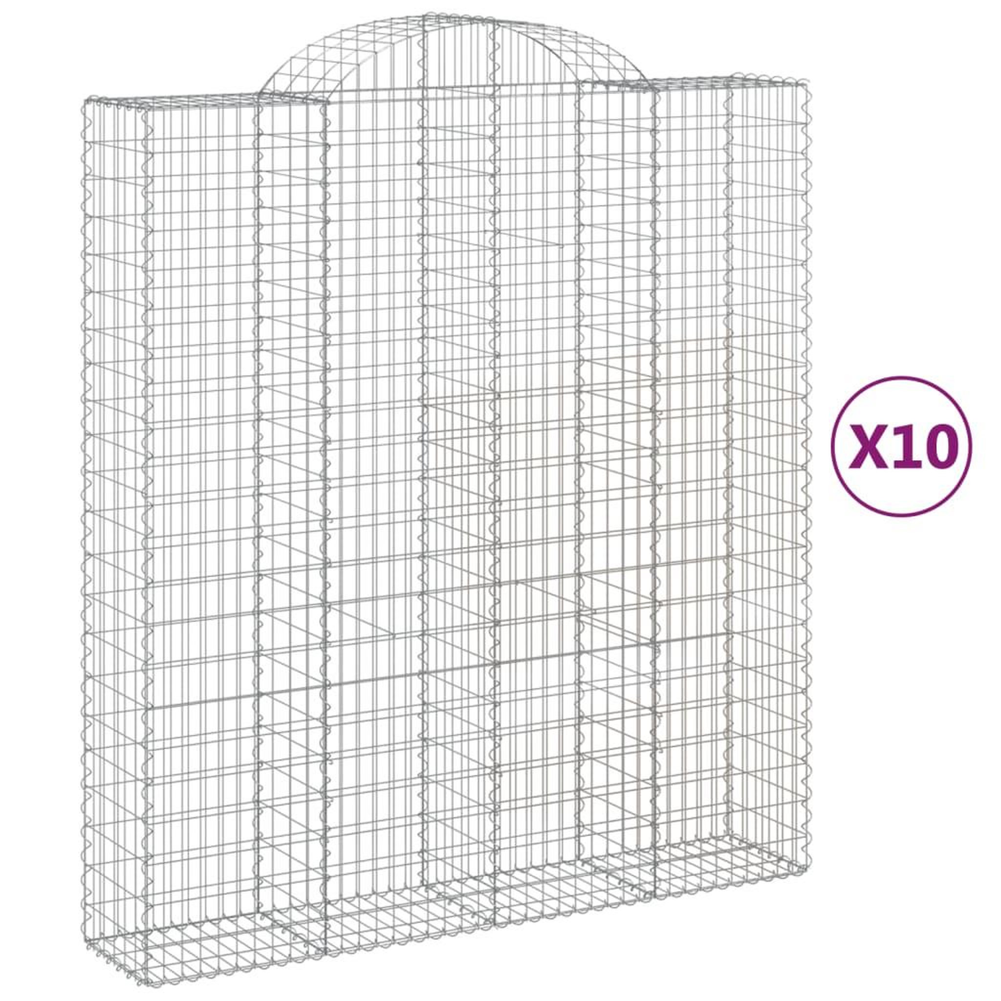 Voir la diapositive 2 : VIDAXL Paniers a gabions arques 10 pcs 200x50x220/240 cm Fer galvanise