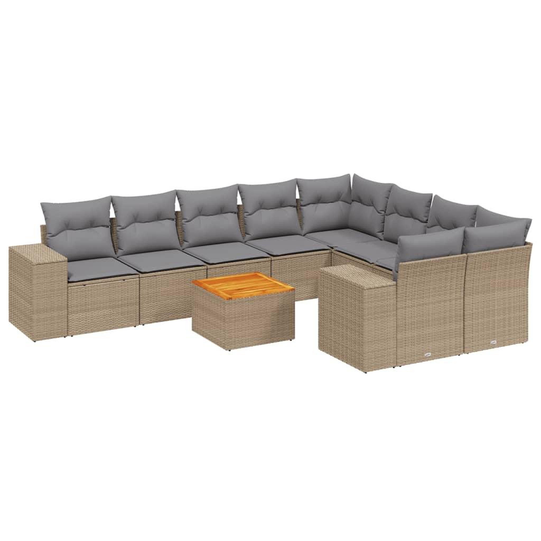 Voir la diapositive 2 : VIDAXL Salon de jardin avec coussins 10 pcs beige resine tressee