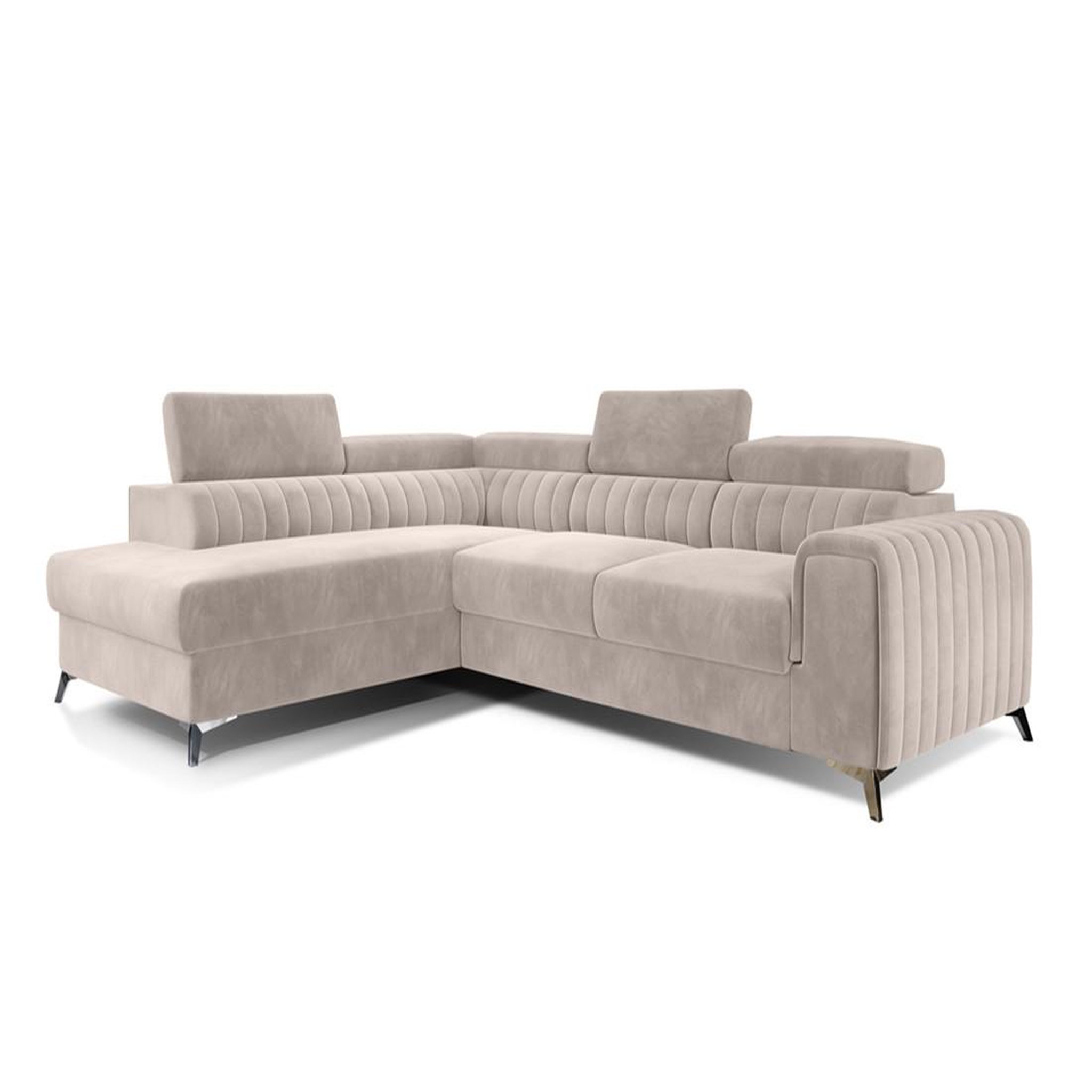 Voir la diapositive 5 : BEST MOBILIER Talisay - canapé d'angle gauche - 5 places - convertible avec coffre - en velours