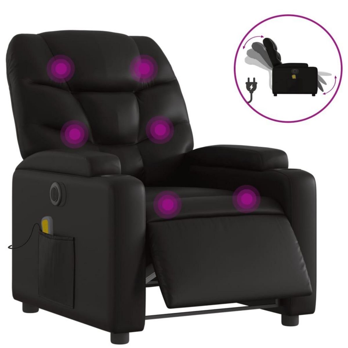 VIDAXL Fauteuil de massage inclinable electrique noir similicuir