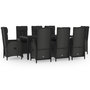 Voir la diapositive 2 : VIDAXL Ensemble a manger jardin 9pcs et coussins noir resine tressee