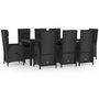 Voir la diapositive 2 : VIDAXL Ensemble a manger jardin 9pcs et coussins noir resine tressee