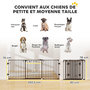 Voir la diapositive 3 : PAWHUT Barrière de sécurité chien pliable modulable 3 panneaux une porte dim. max. L.202,5 x H.76 cm - acier noir