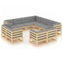 Voir la diapositive 2 : VIDAXL Salon de jardin 11 pcs avec coussins Bois de pin massif