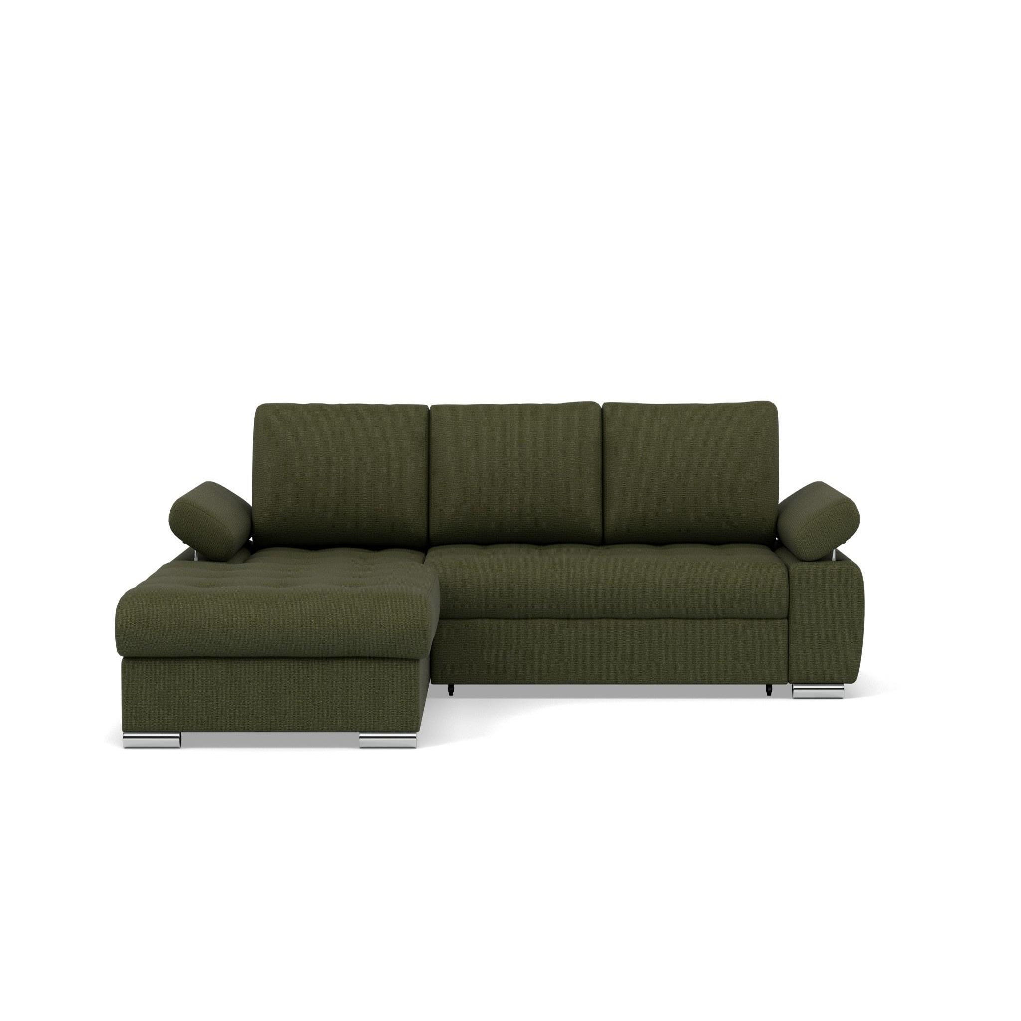 Voir la diapositive 1 : BEST MOBILIER Bianca - canapé d'angle gauche 4 places convertible avec coffre en tissu texturé
