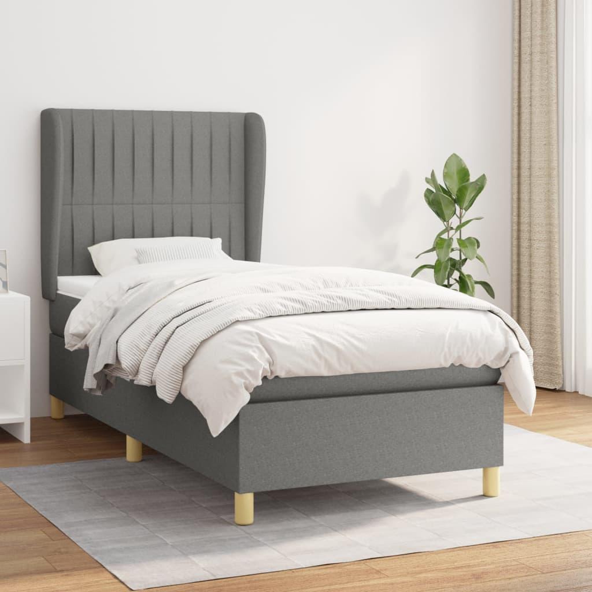 Voir la diapositive 1 : VIDAXL Sommier a lattes de lit avec matelas Gris fonce 80x200 cm Tissu