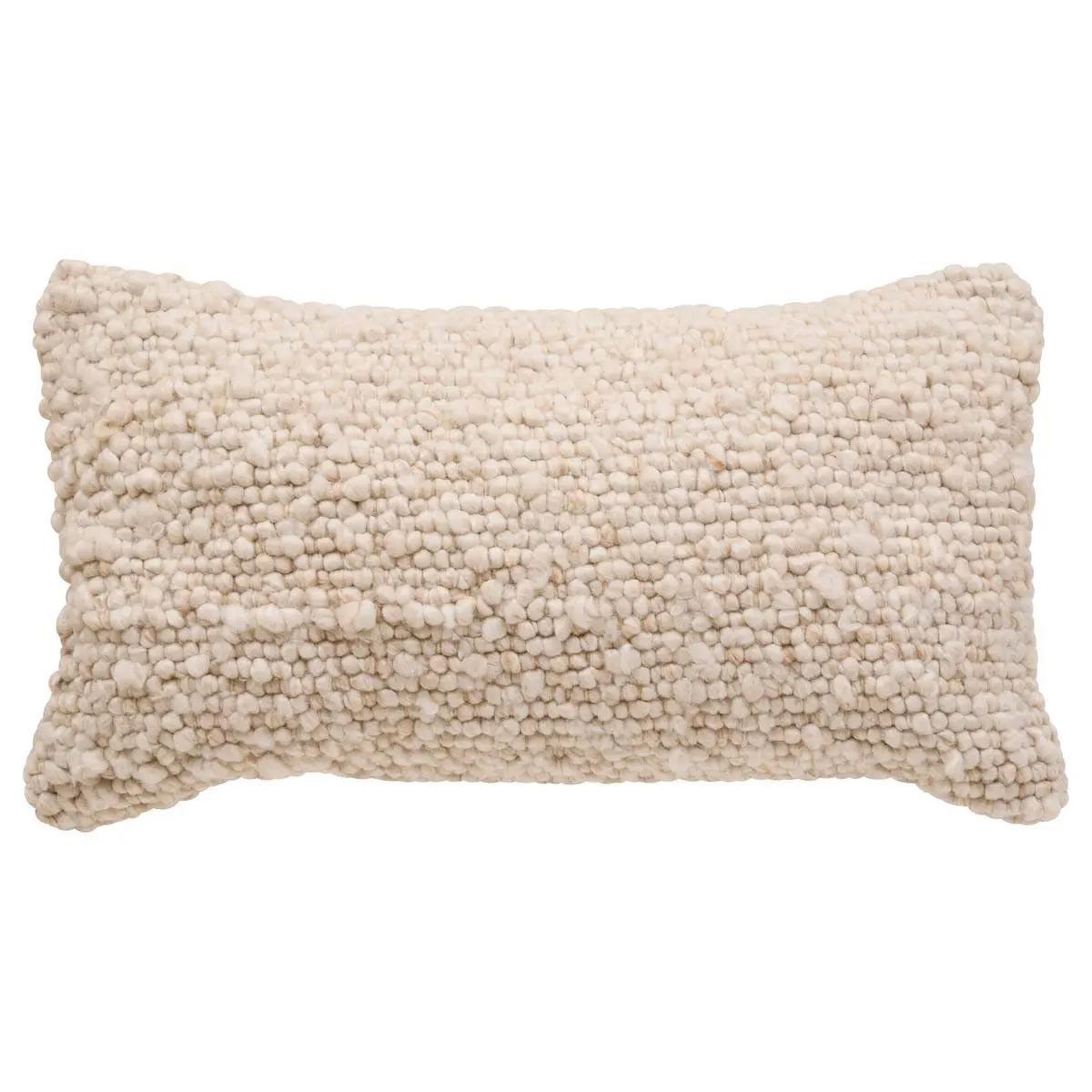 ATMOSPHERA Coussin déco effet laine  volna  30x50cm ivoire