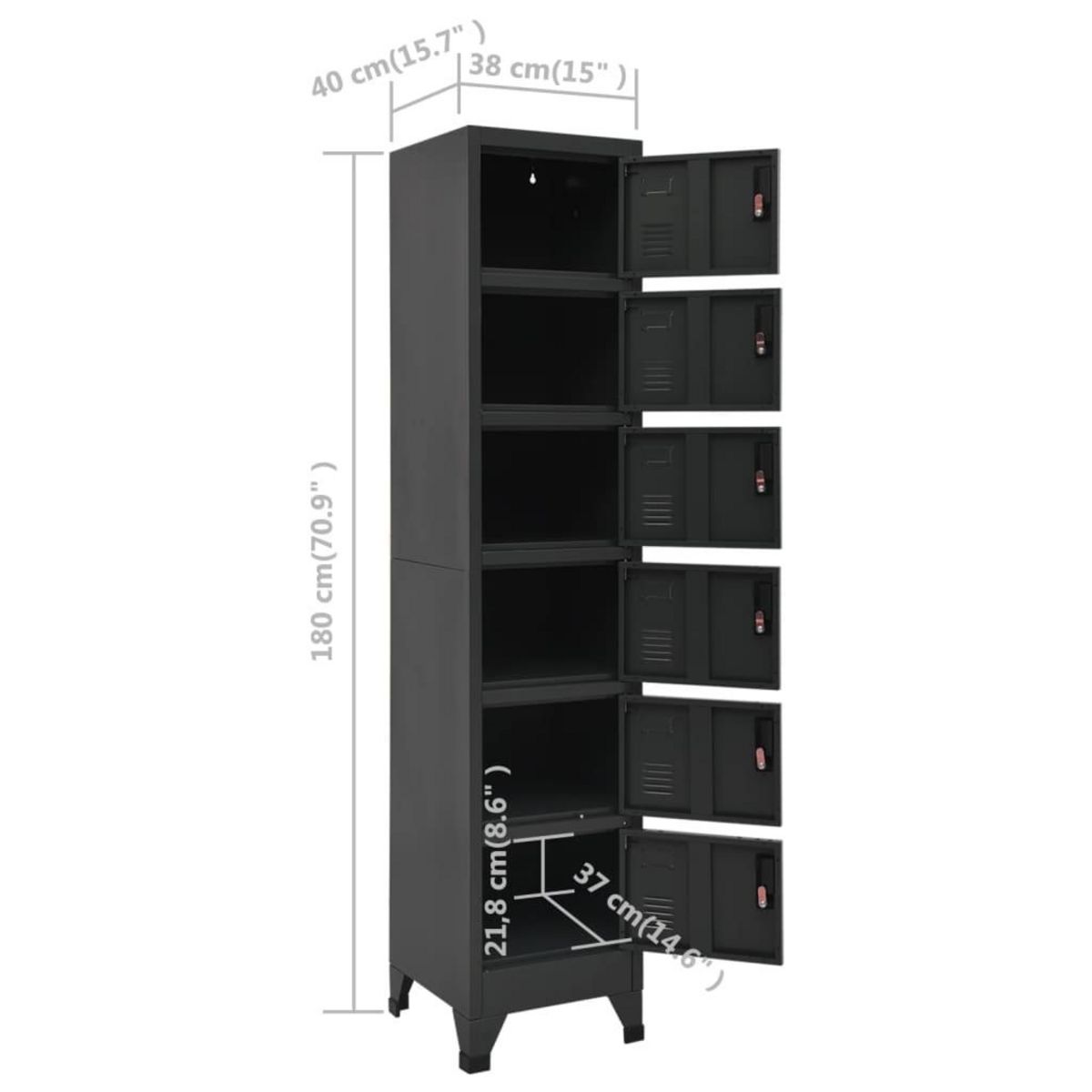 VIDAXL Armoire a casiers Anthracite 38x40x180 cm Acier